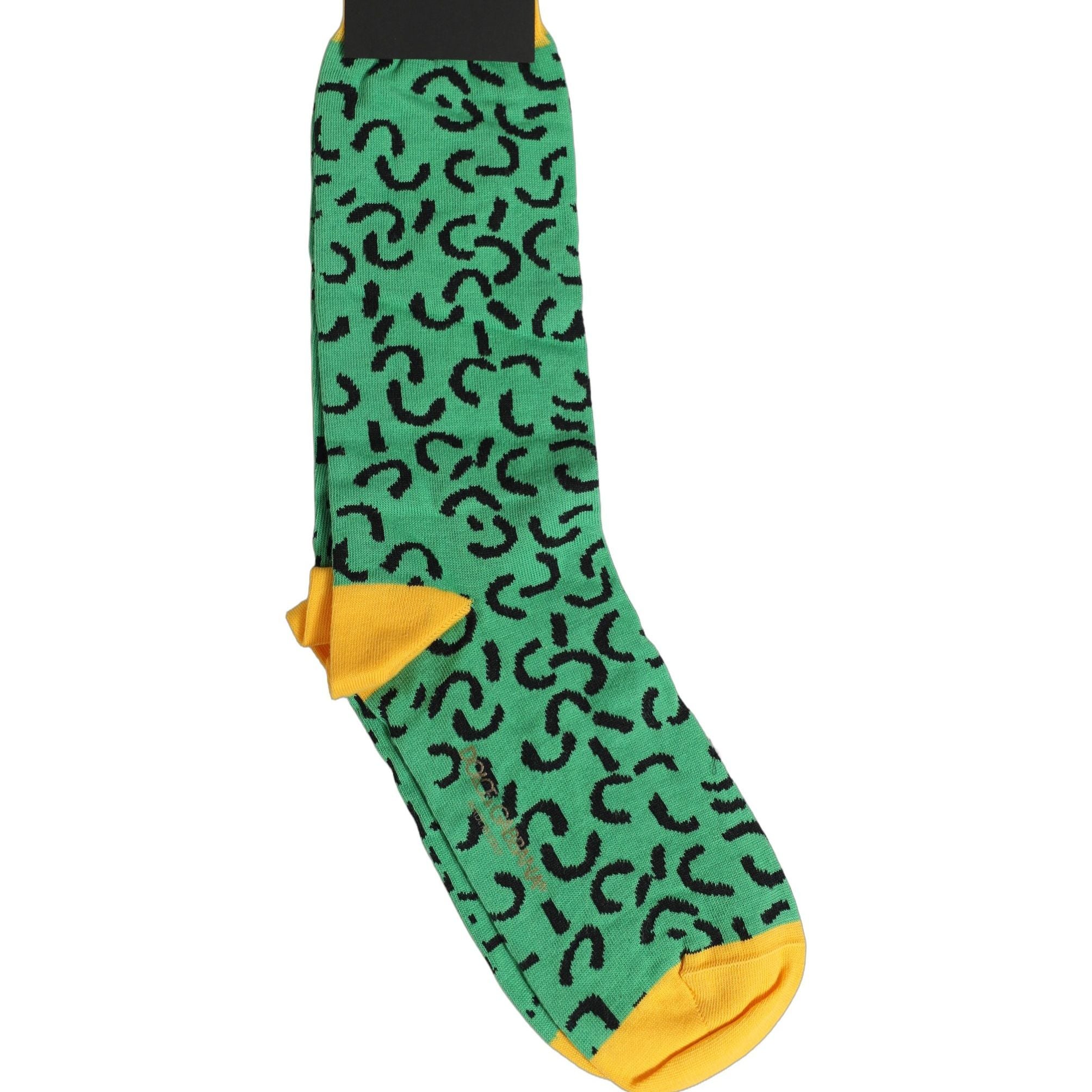 Dolce & Gabbana Men Green Cotton Abstract Mid Calf Accessory Socks