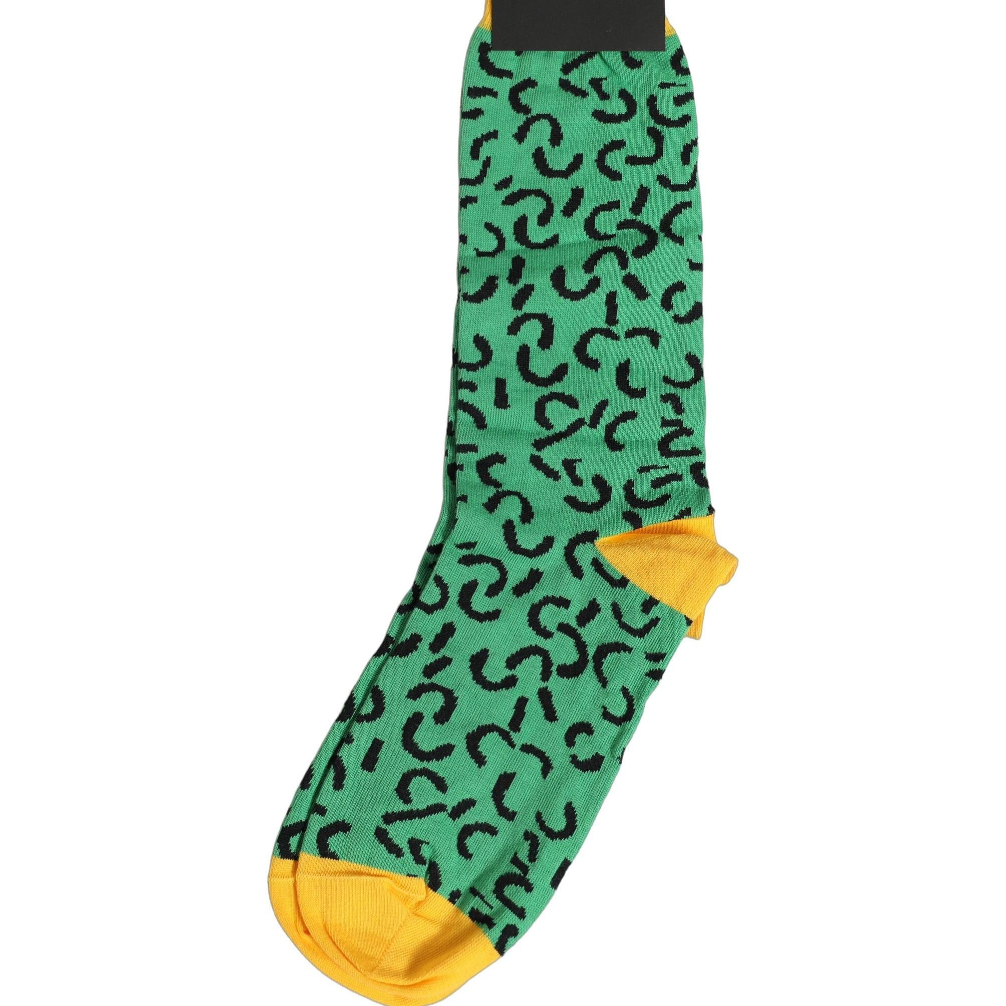 Dolce & Gabbana Men Green Cotton Abstract Mid Calf Accessory Socks