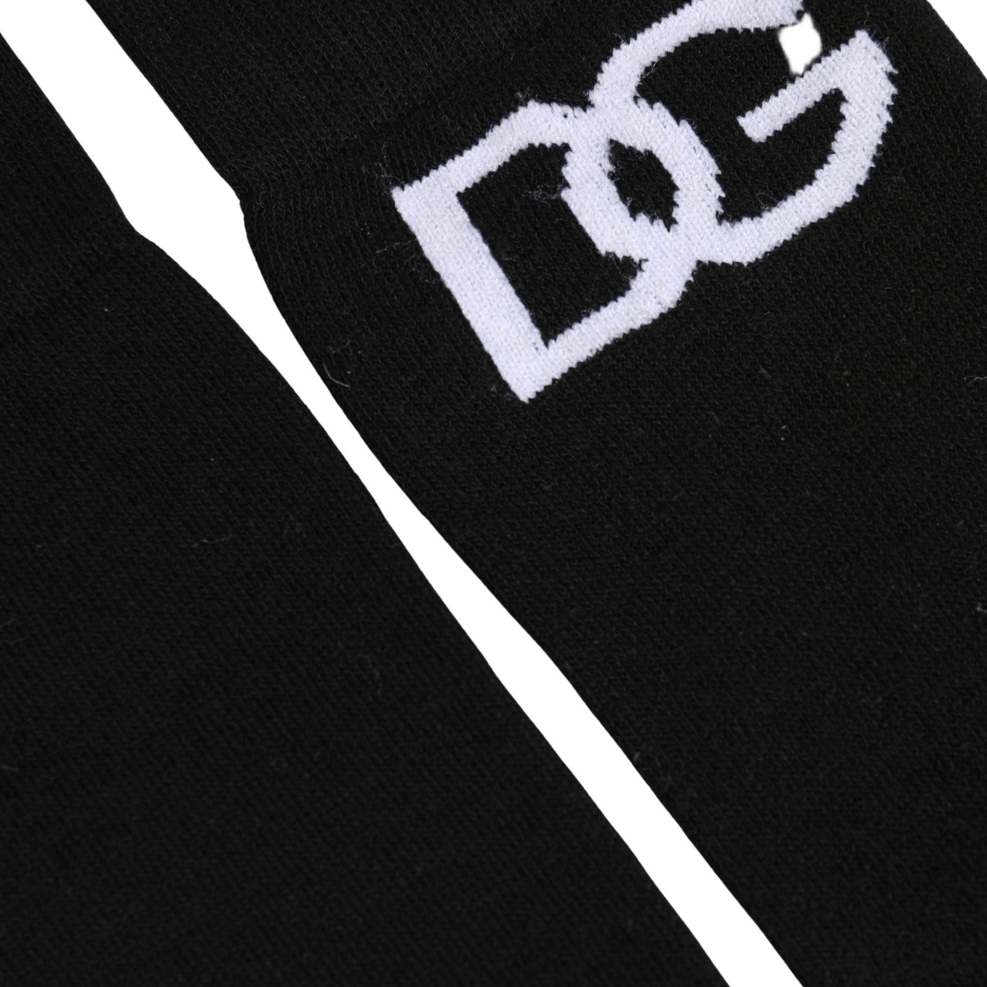 Dolce & Gabbana Men Black Cotton DG Logo Mid Calf Accessory Socks