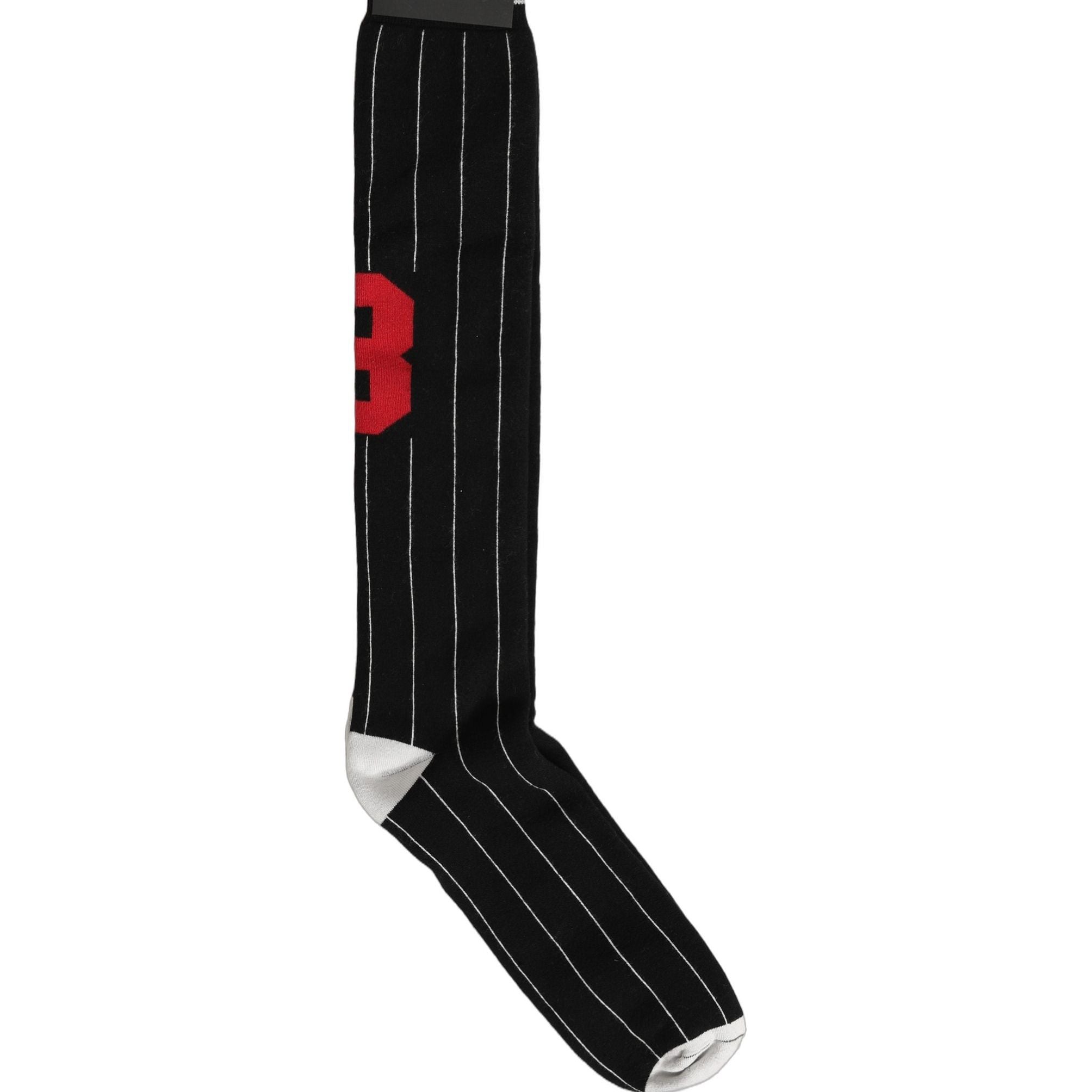 Dolce & Gabbana Men Black Pinstripe Logo Knee High Accessory Socks