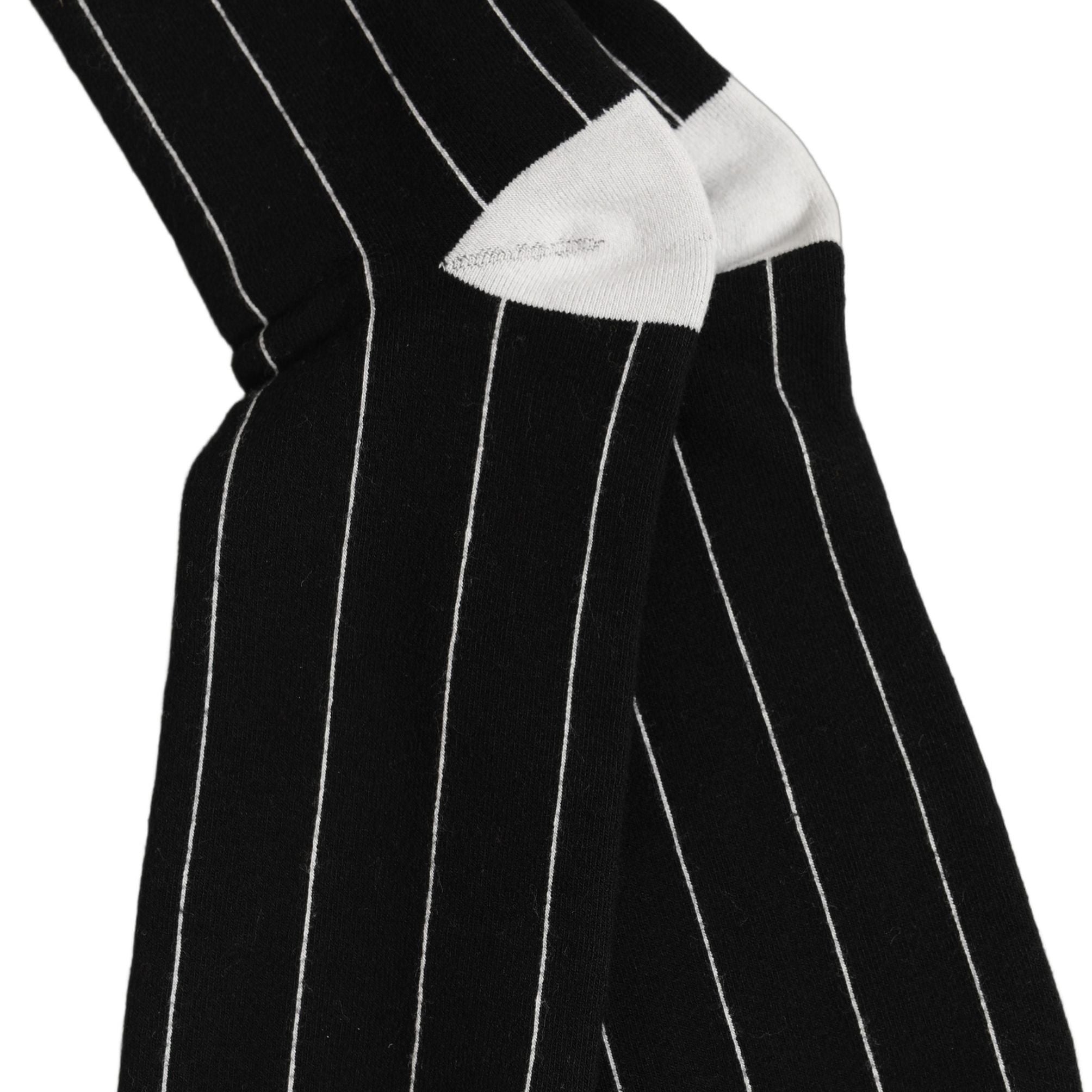 Dolce & Gabbana Men Black Pinstripe Logo Knee High Accessory Socks