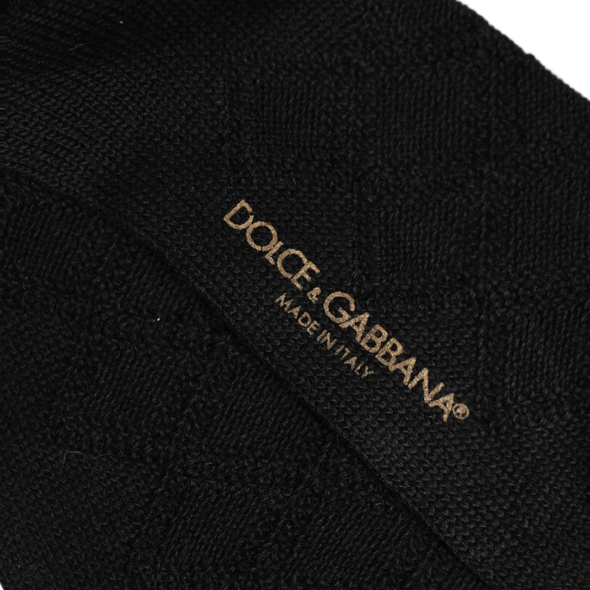 Dolce & Gabbana Men Black Wool Crest Logo Knee High Accessory Socks