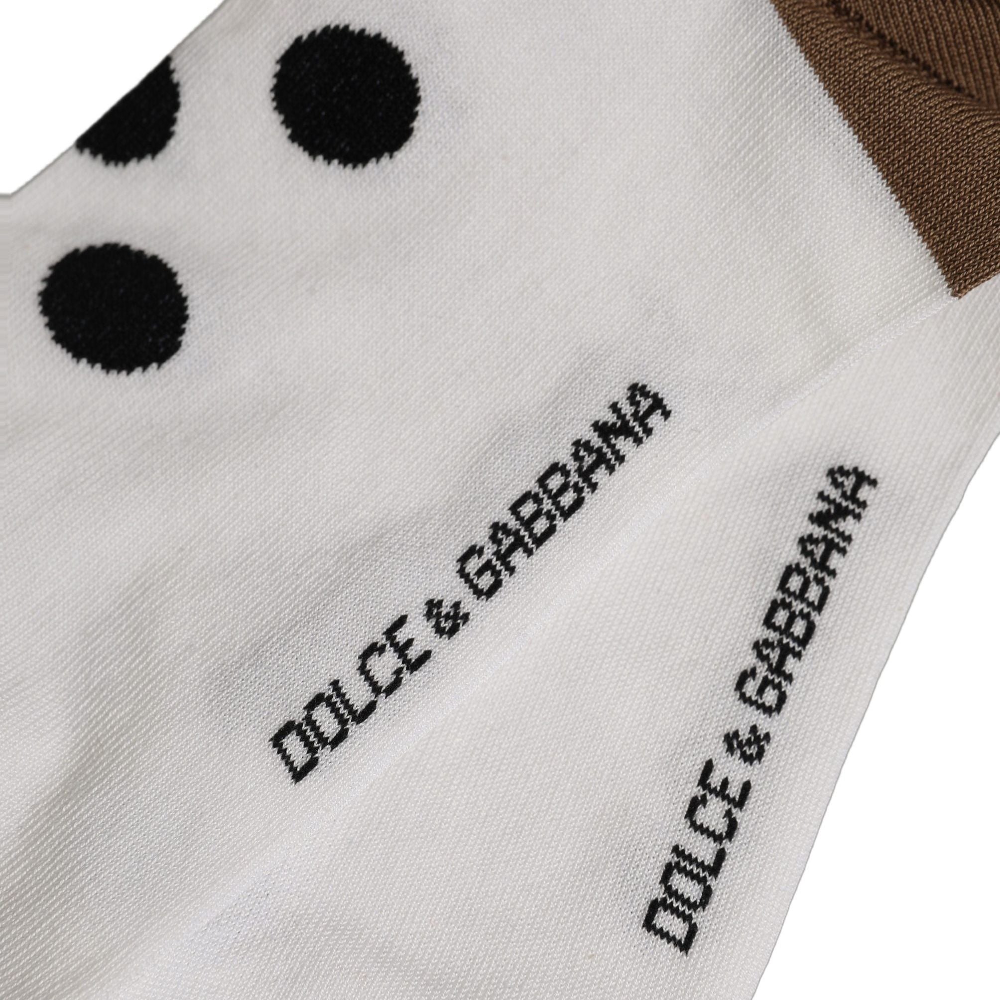 Dolce & Gabbana White Polka Dot Over The Calf Accessory Socks