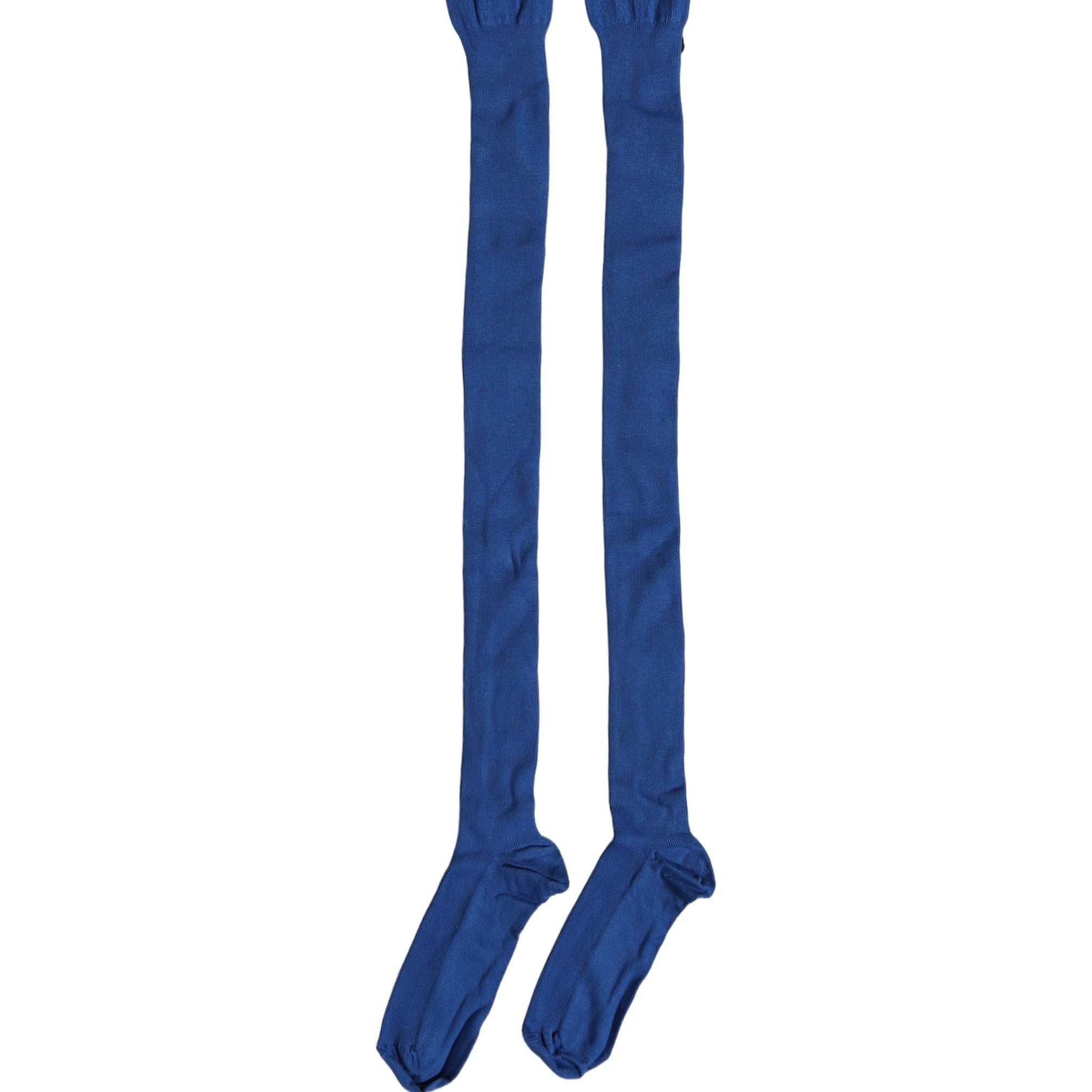 Dolce & Gabbana Blue Viscose Knitted Thigh High Accessory Socks