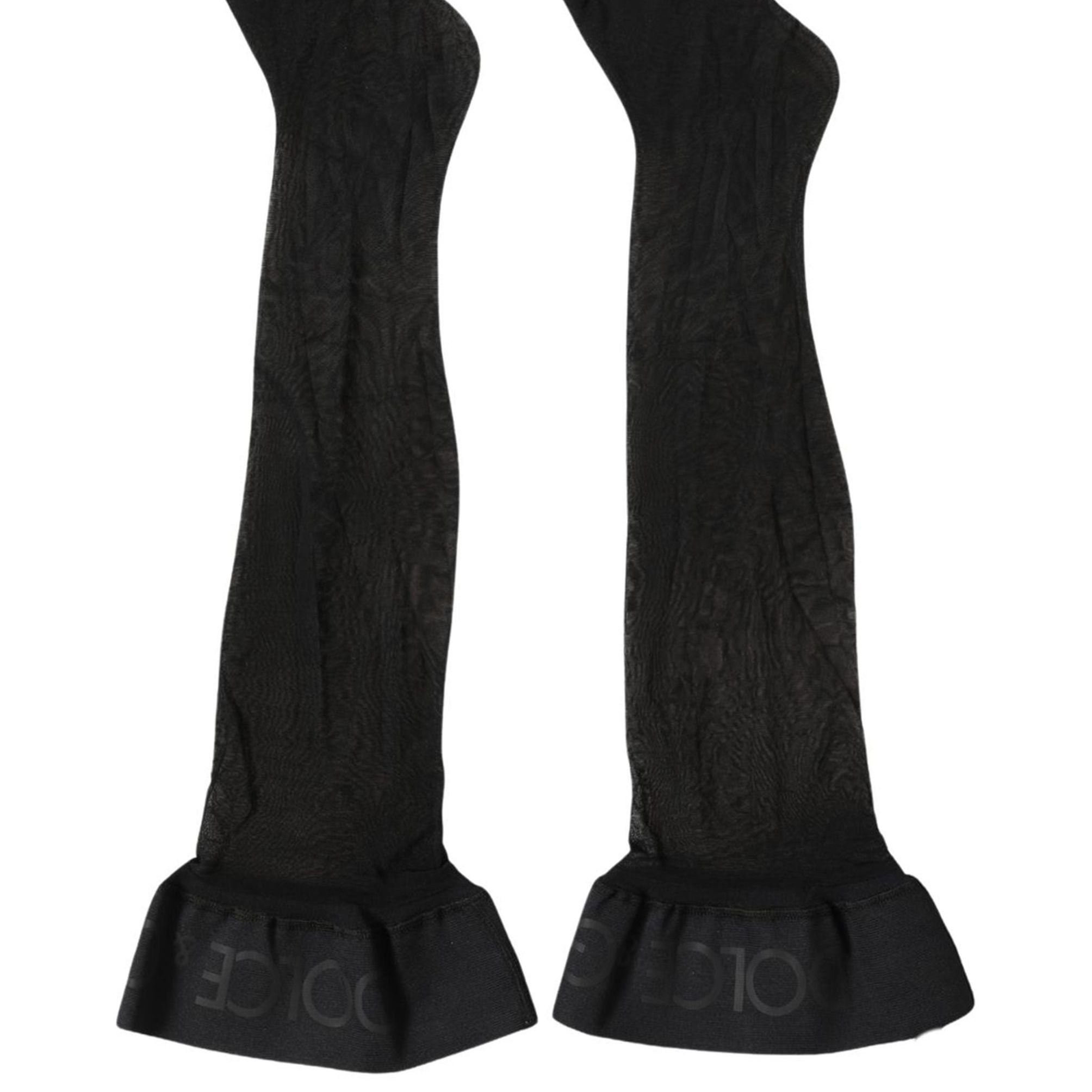 Dolce & Gabbana Black Nylon Logo Calf Long Women Accessory Socks