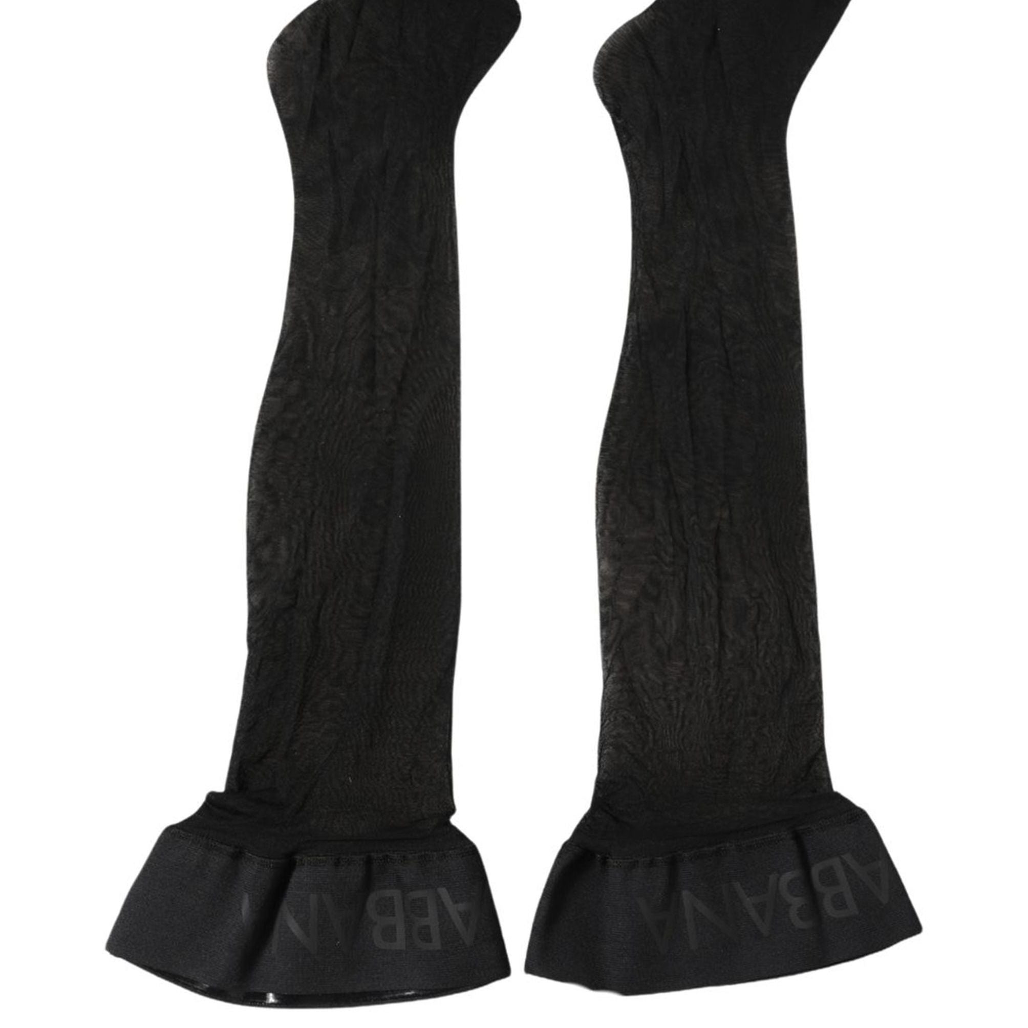 Dolce & Gabbana Black Nylon Logo Calf Long Women Accessory Socks