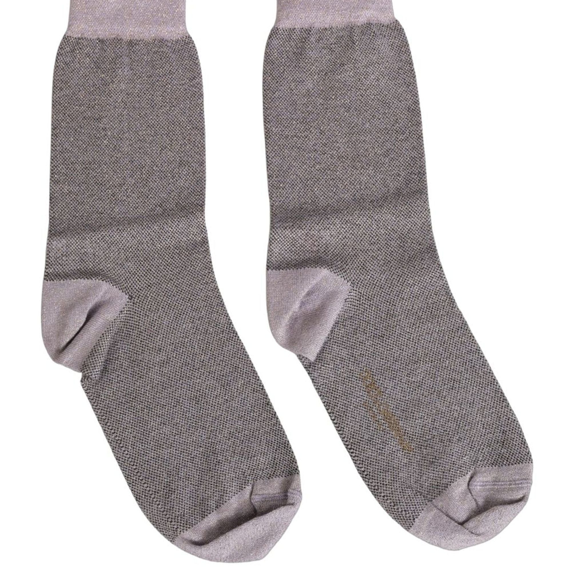 Dolce & Gabbana Charcoal Grey Logo Mid Calf Women Accessory Socks