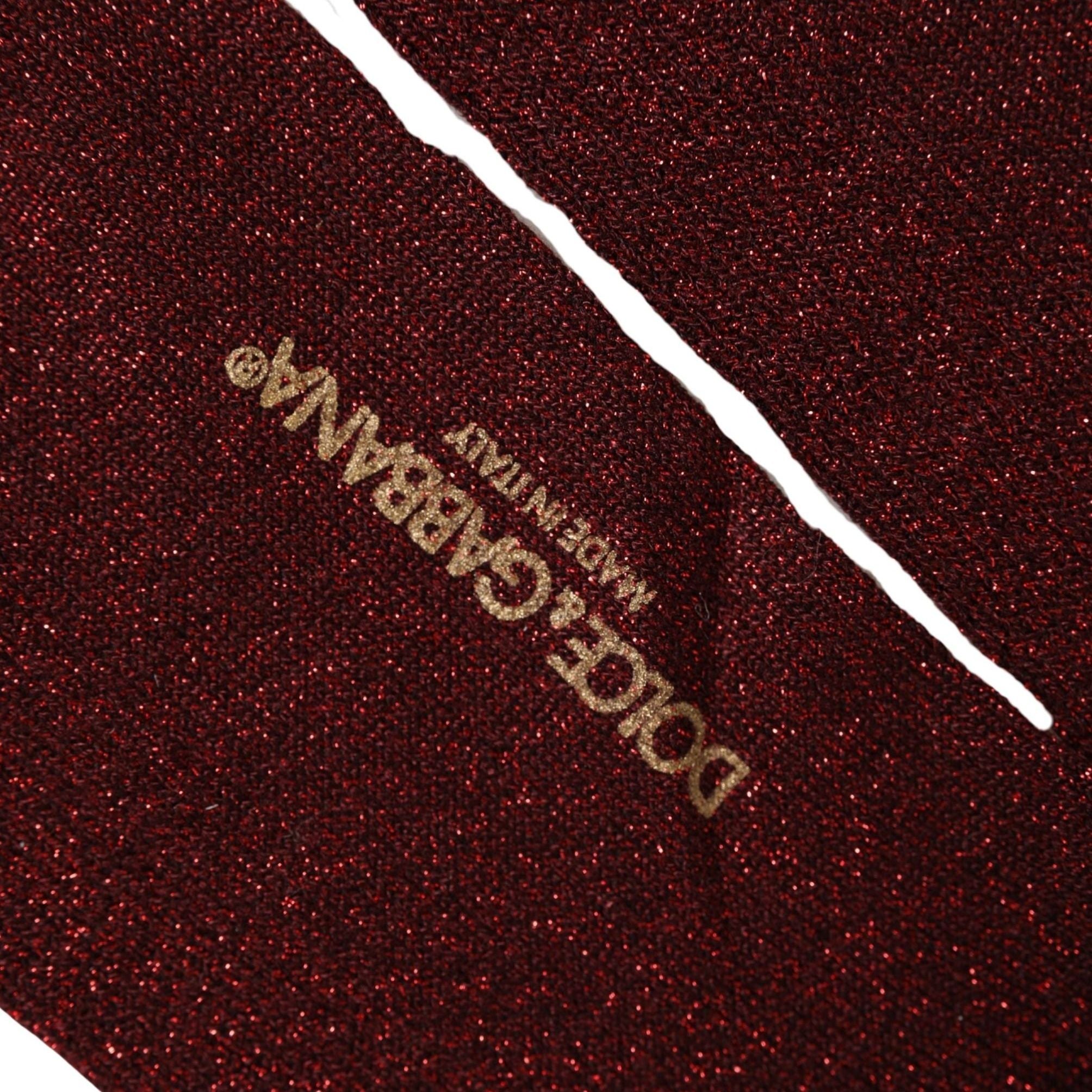 Dolce & Gabbana Maroon Viscose DG Logo Mid Calf Accessory Socks