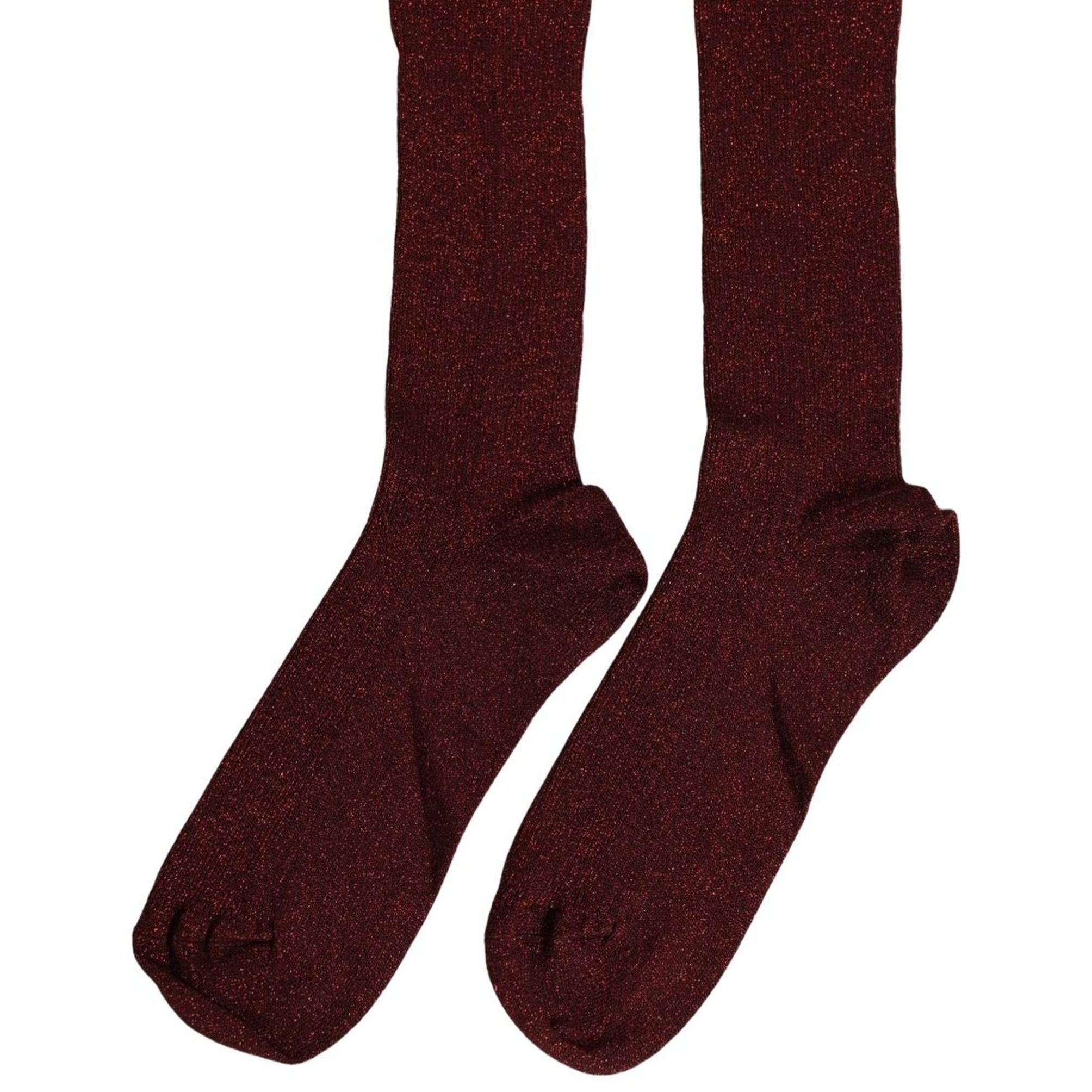 Dolce & Gabbana Maroon Viscose DG Logo Mid Calf Accessory Socks