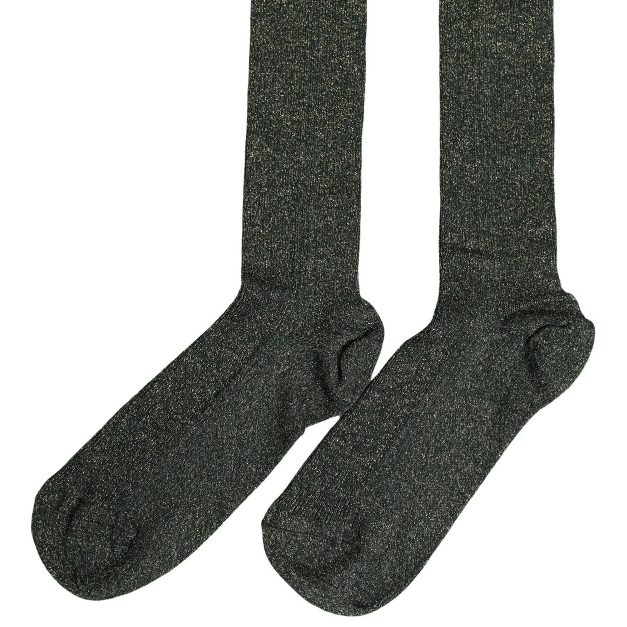 Dolce & Gabbana Dark Green Viscose Logo Mid Calf Accessory Socks