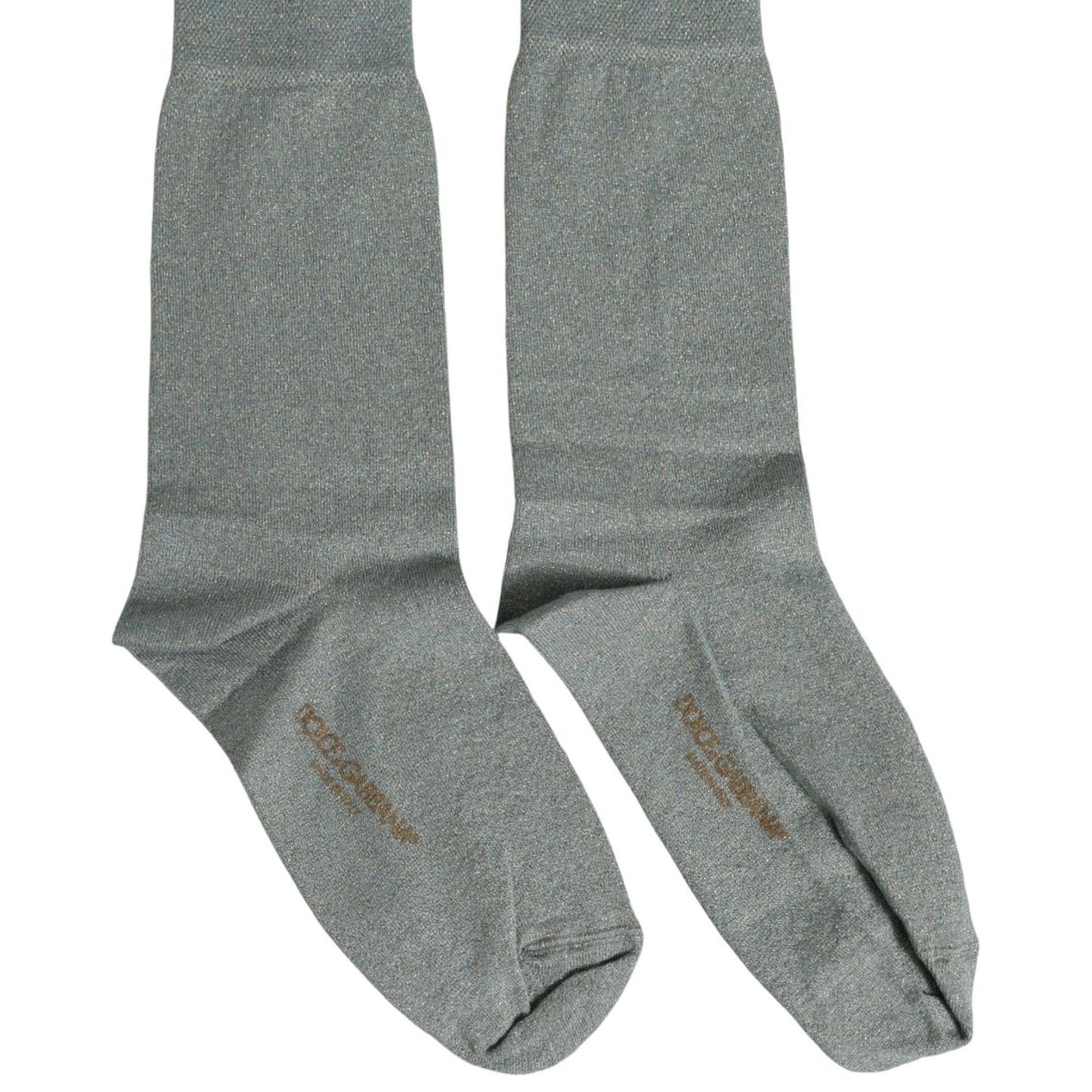 Dolce & Gabbana Gray Viscose Logo Mid Calf Accessory Socks