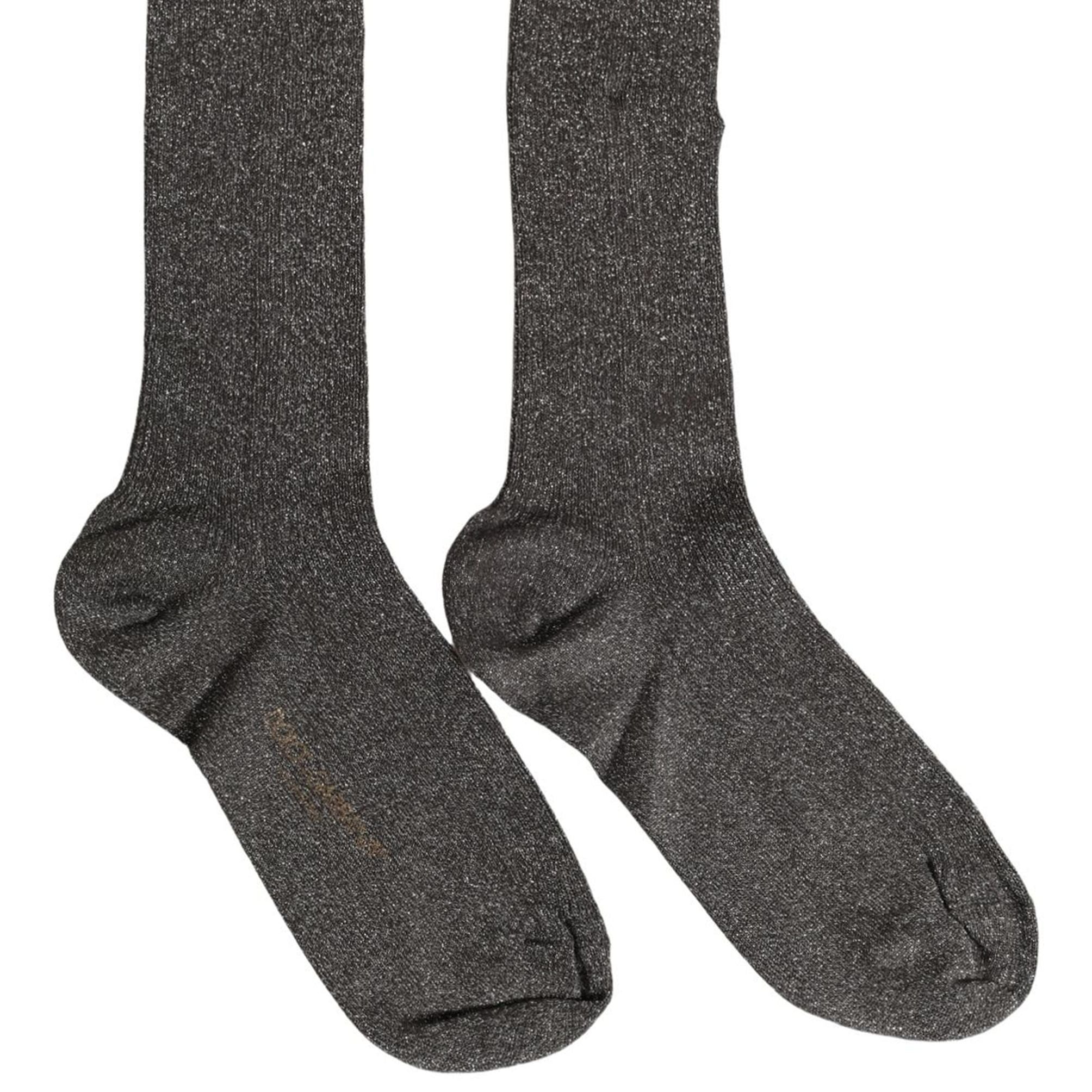Dolce & Gabbana Dark Gray Viscose Logo Mid Calf Accessory Socks