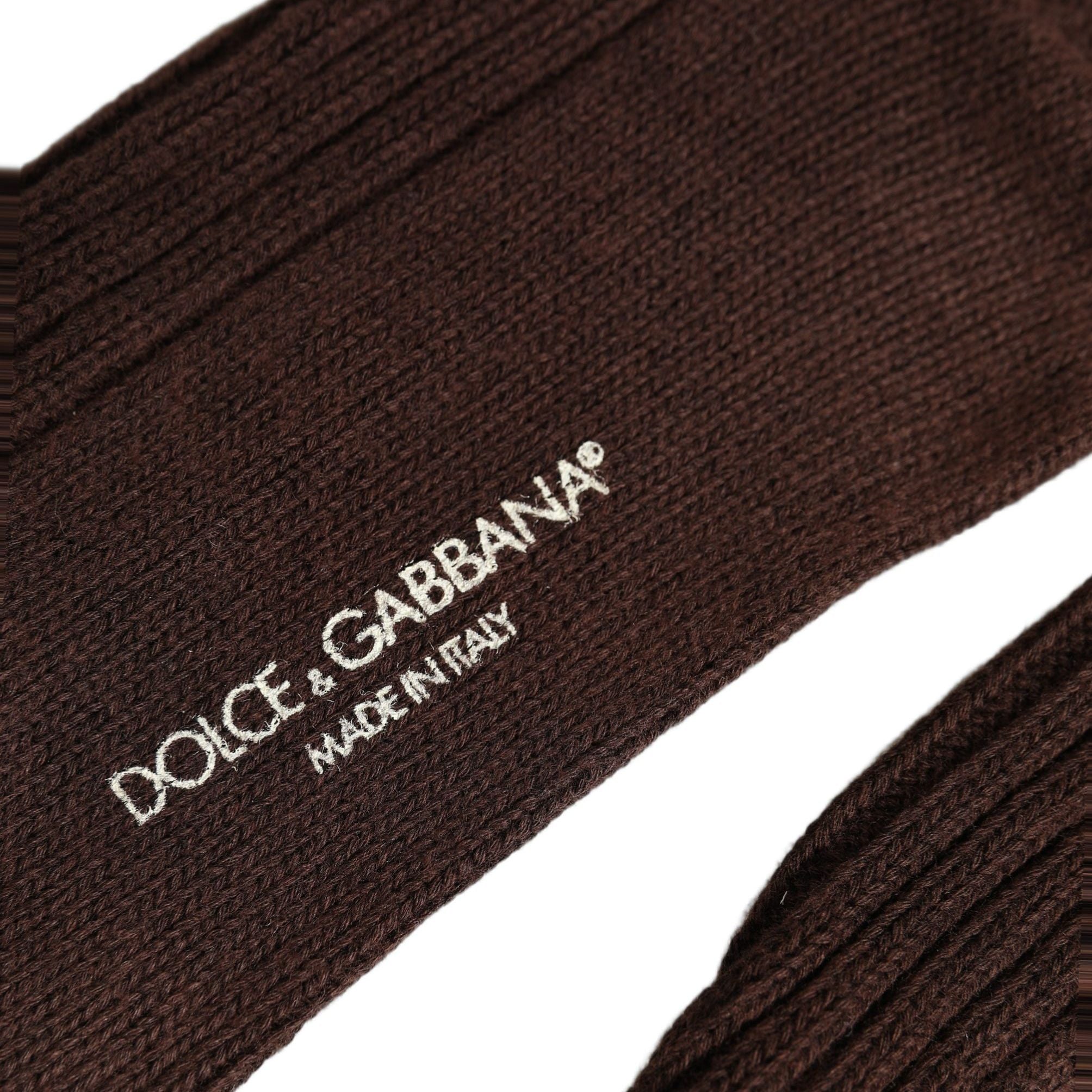 Dolce & Gabbana Dark Brown Wool DG Logo Mid Calf Accessory Socks
