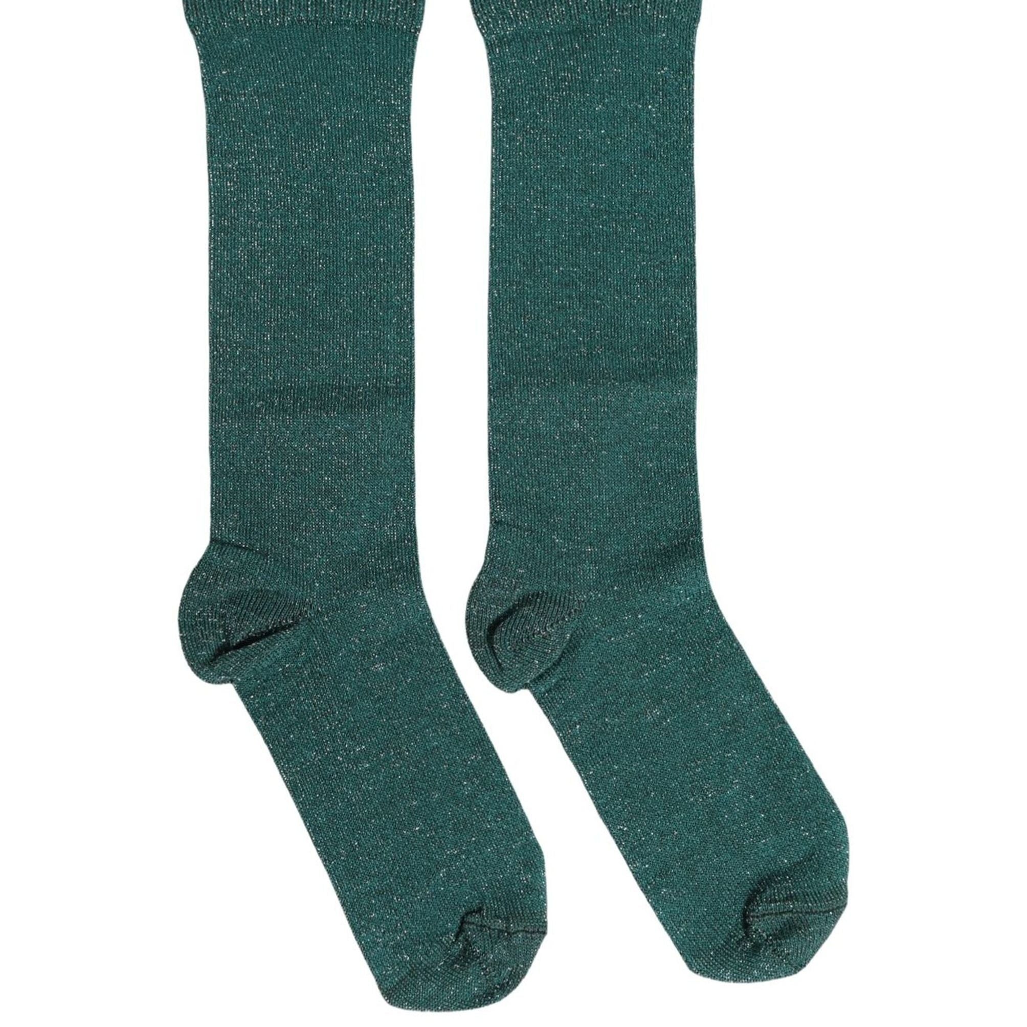 Dolce & Gabbana Dark Green Viscose Logo Mid Calf Accessory Socks