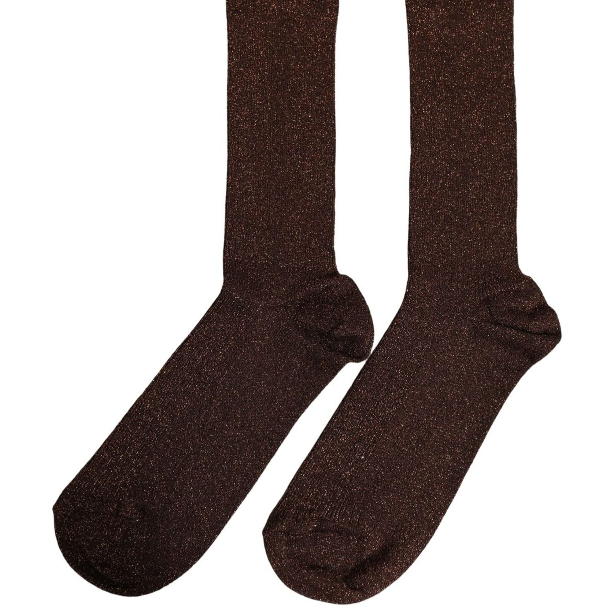 Dolce & Gabbana Dark Brown Viscose Logo Mid Calf Accessory Socks