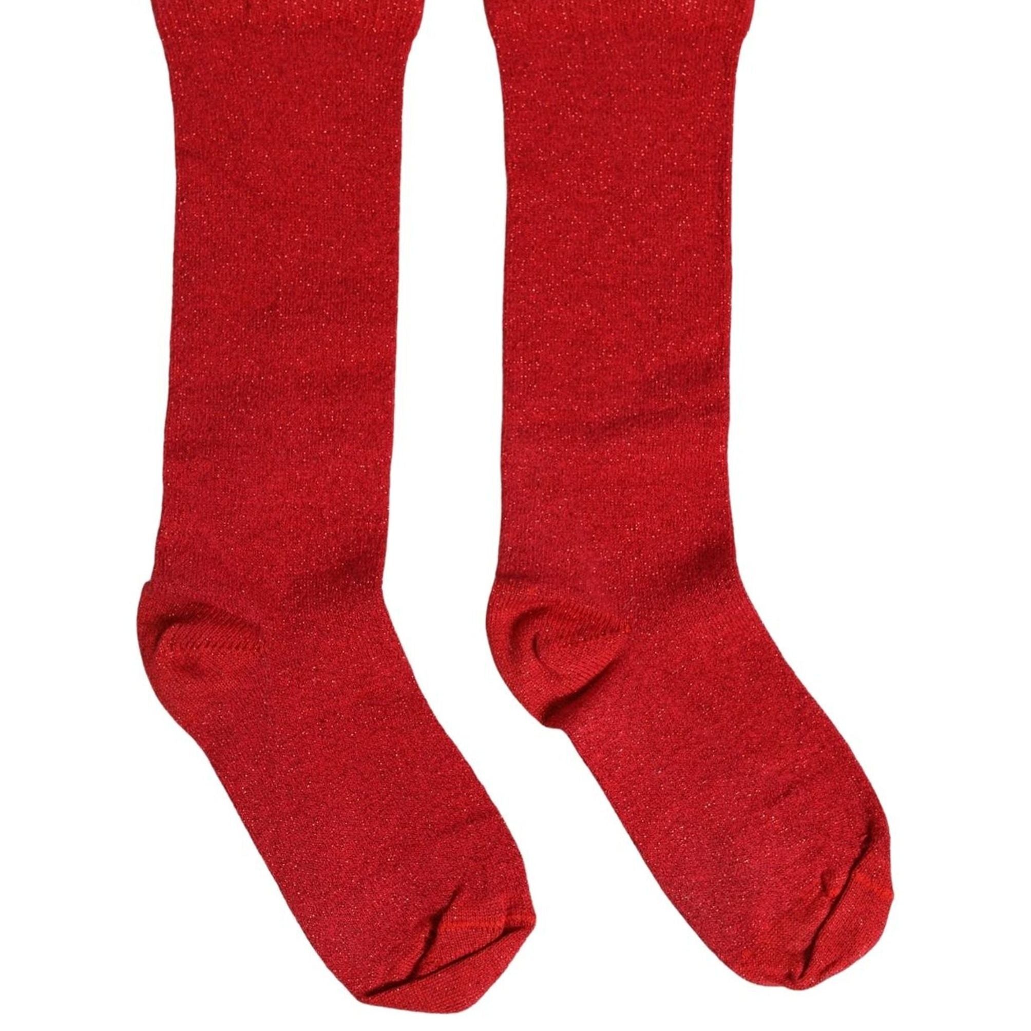 Dolce & Gabbana Red Viscose DG Logo Mid Calf Accessory Socks