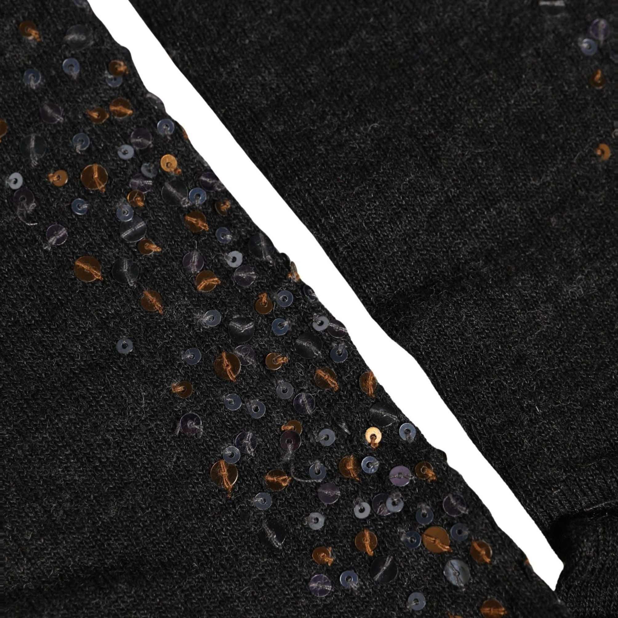 Dolce & Gabbana Dark Gray Sequined Wool Knee High Accessory Socks