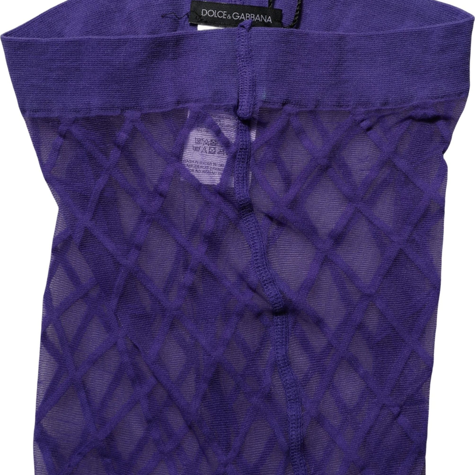 Dolce & Gabbana Purple Nylon Fishnet Pantyhose Stockings Socks