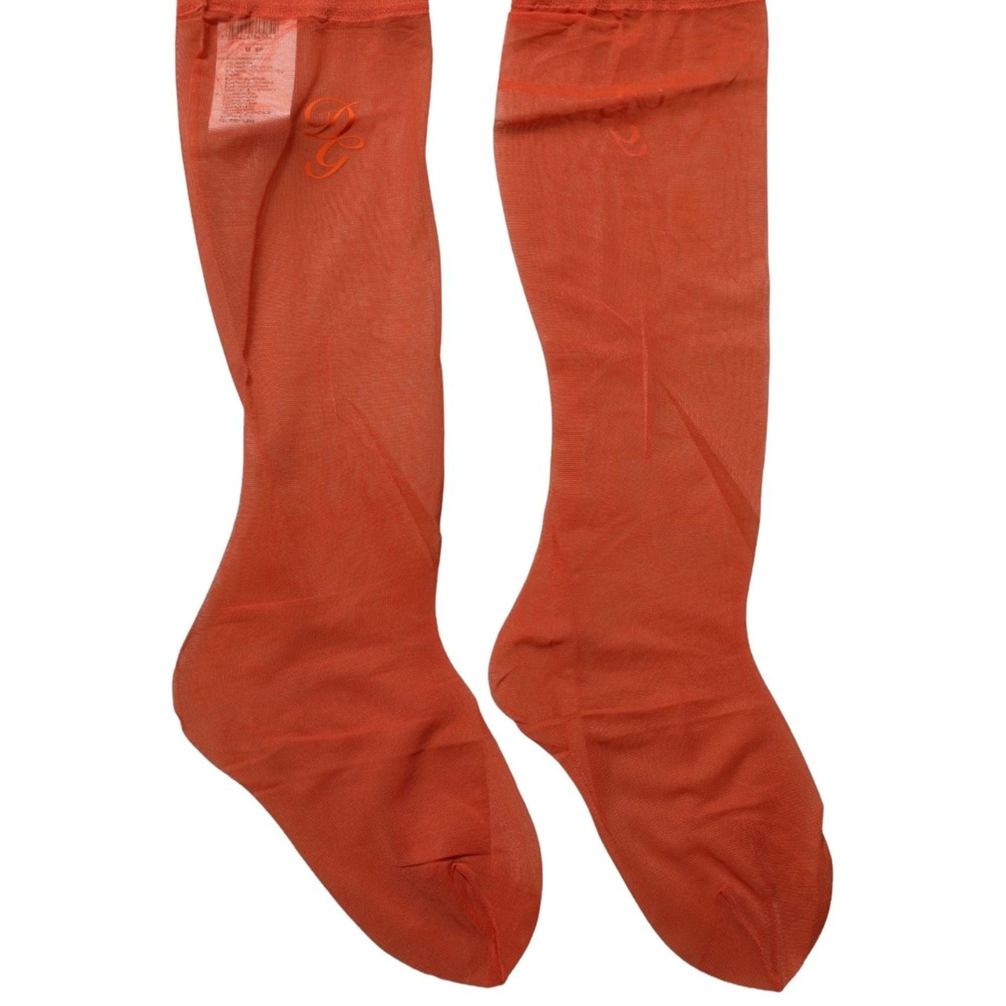 Dolce & Gabbana Orange Knee High Sheer Nylon Accessory Socks