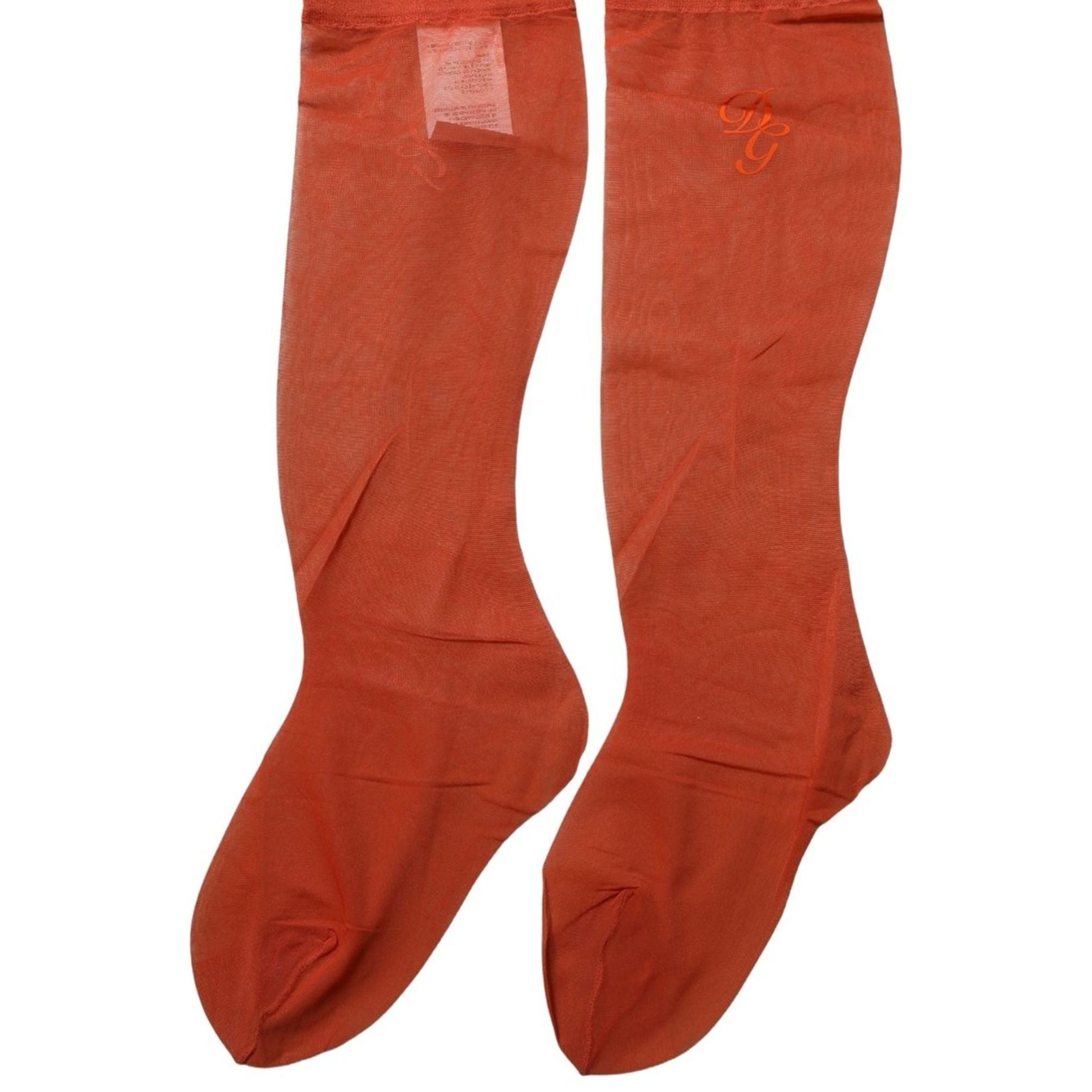 Dolce & Gabbana Orange Knee High Sheer Nylon Accessory Socks