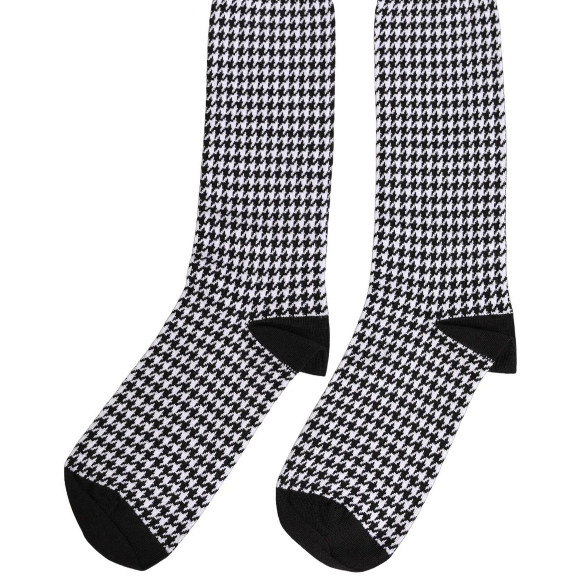 Dolce & Gabbana Black White Houndstooth Mid Calf Accessory Socks