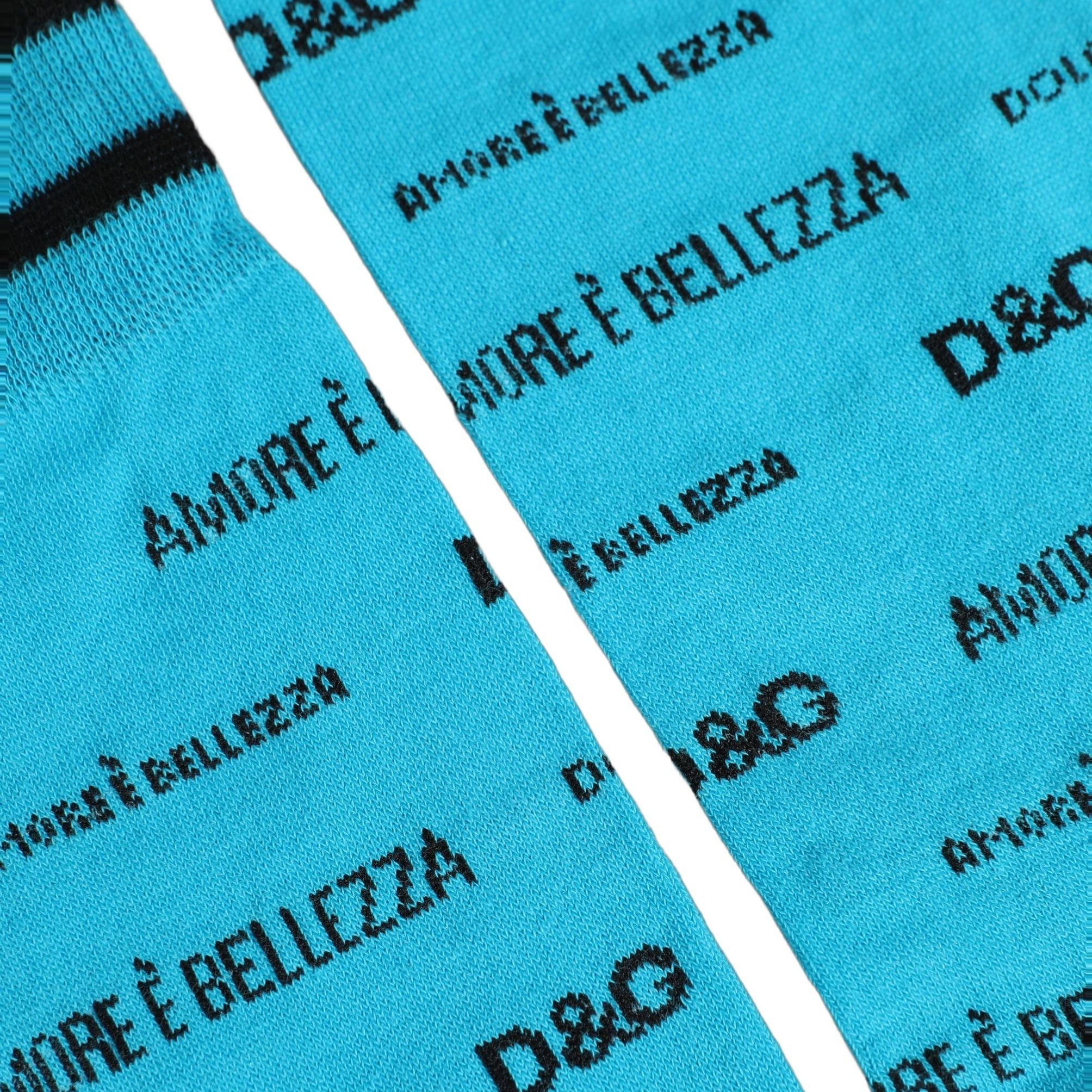 Dolce & Gabbana Light Blue Cotton Logo Mid Calf Accessory Socks