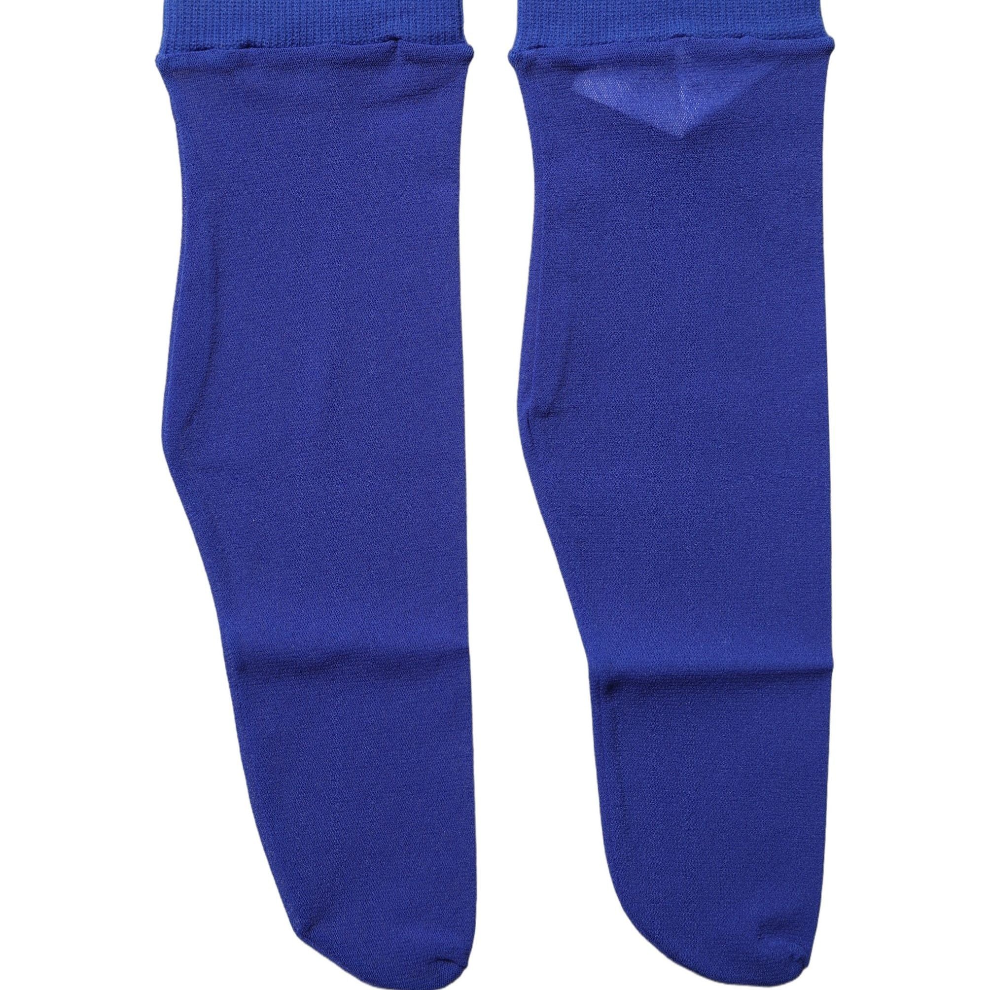 Dolce & Gabbana Royal Blue Mid Calf Sheer Nylon Accessory Socks
