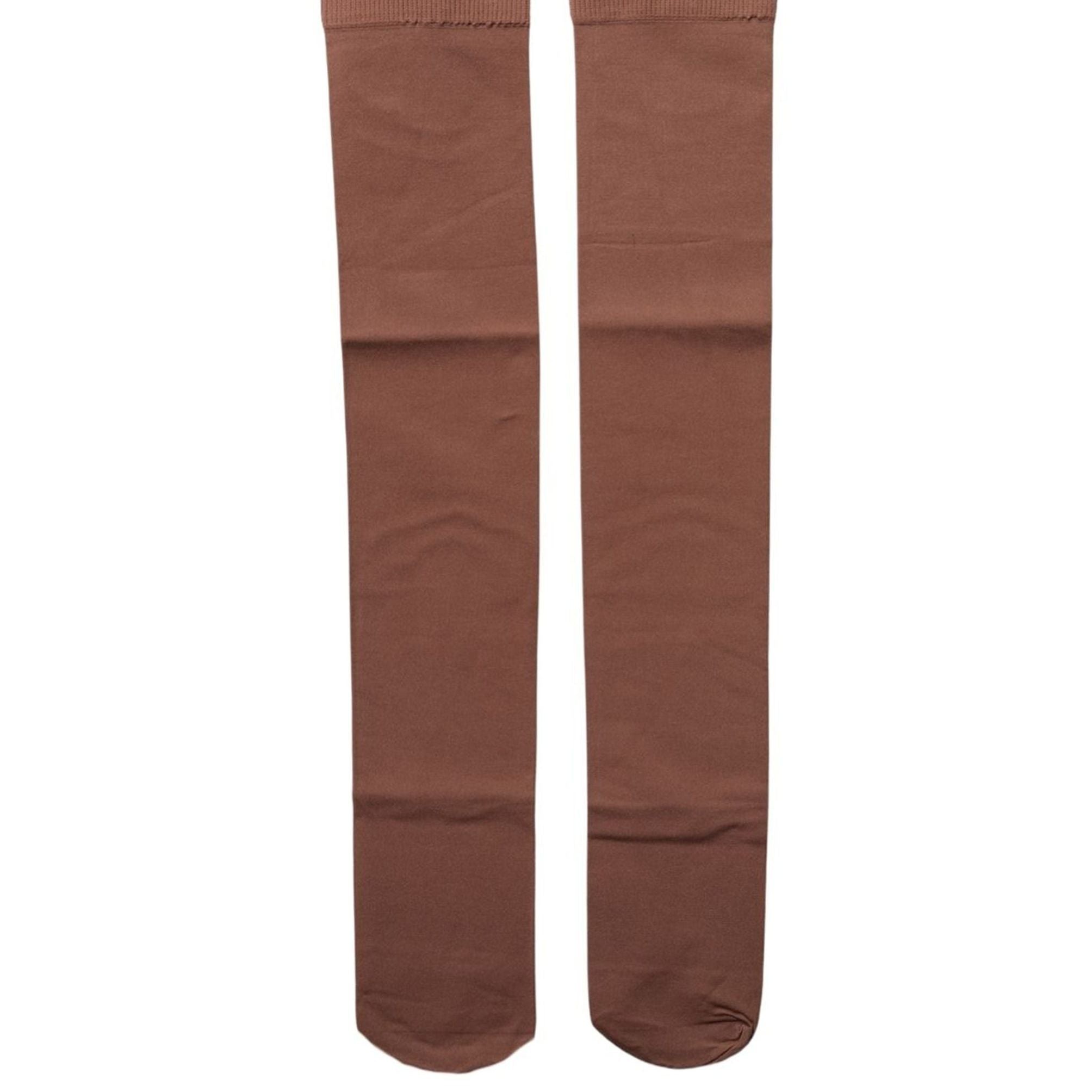 Dolce & Gabbana Brown Nylon Stretch Over The Calf Stockings Socks
