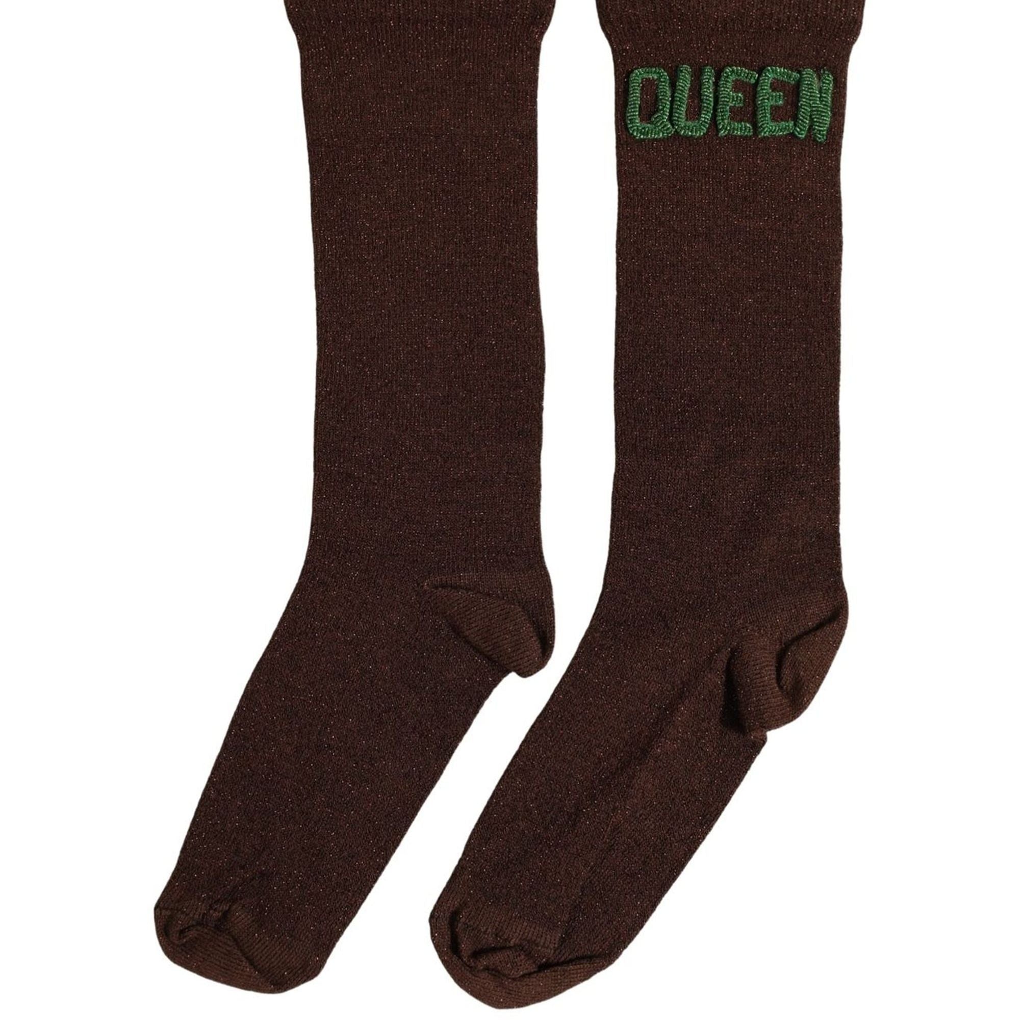 Dolce & Gabbana Brown Embroidered Cotton Mid Calf Accessory Socks