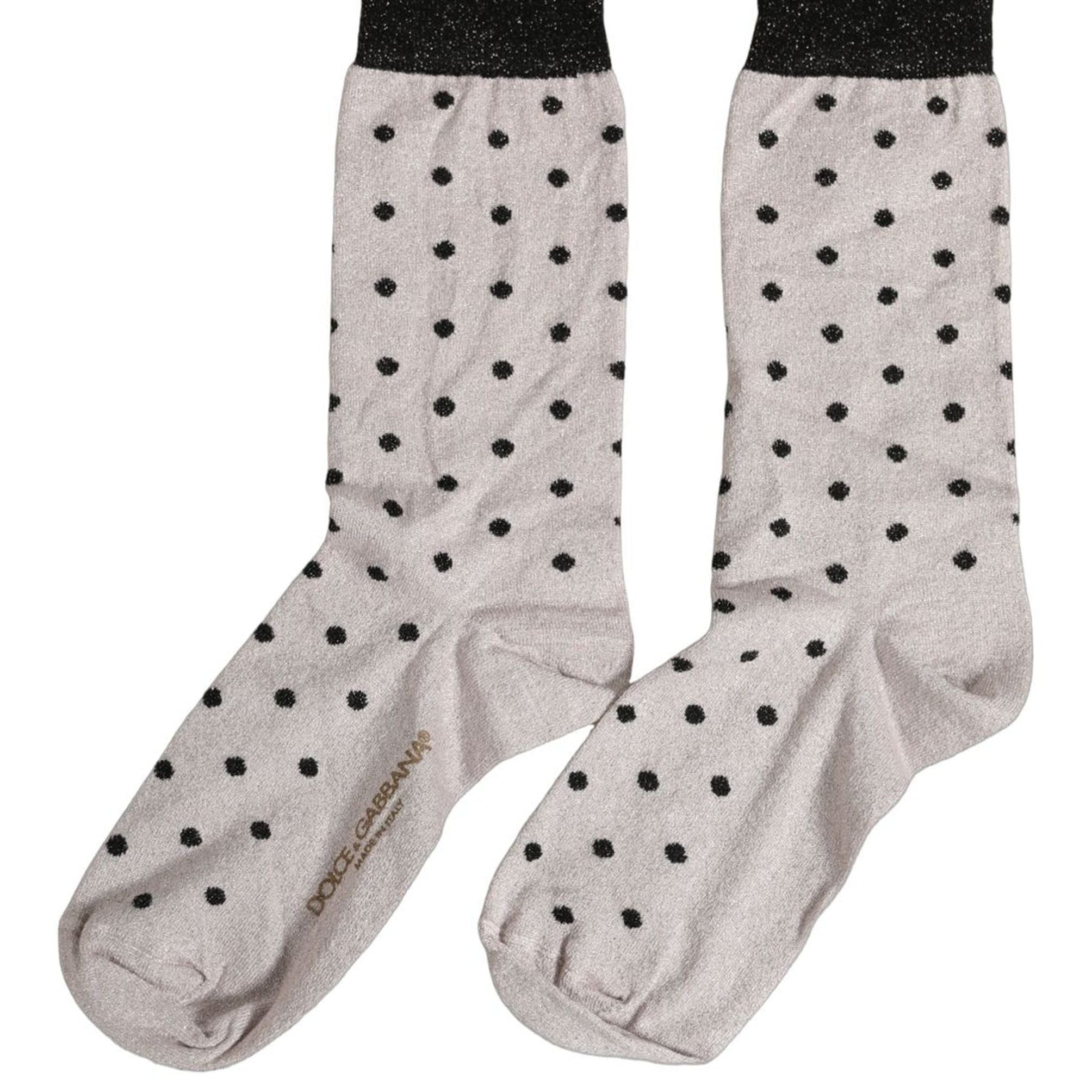 Dolce & Gabbana Gray Viscose Stretch Dotted Women Accessory Socks