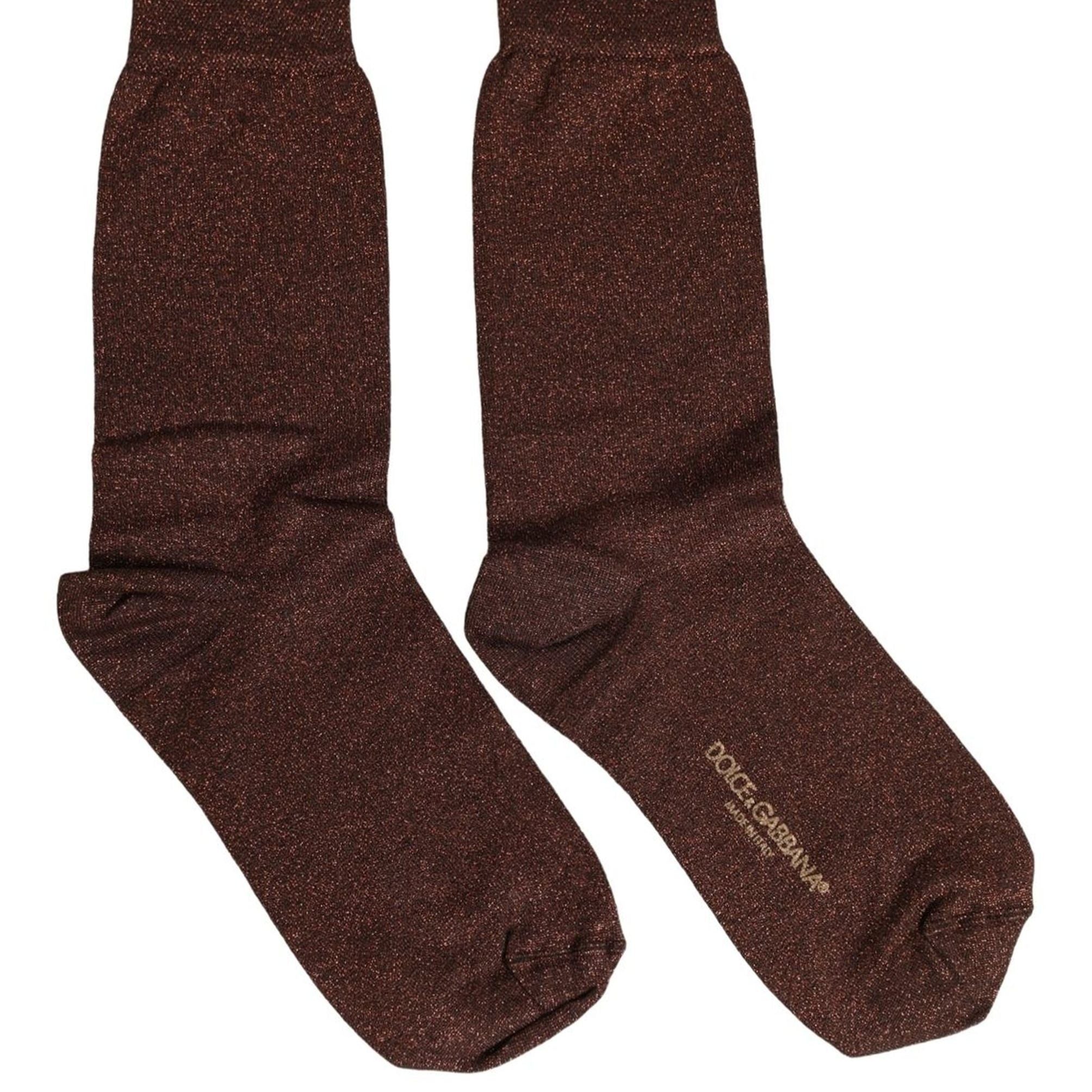 Dolce & Gabbana Dark Brown Viscose Mid Calf Accessory Socks