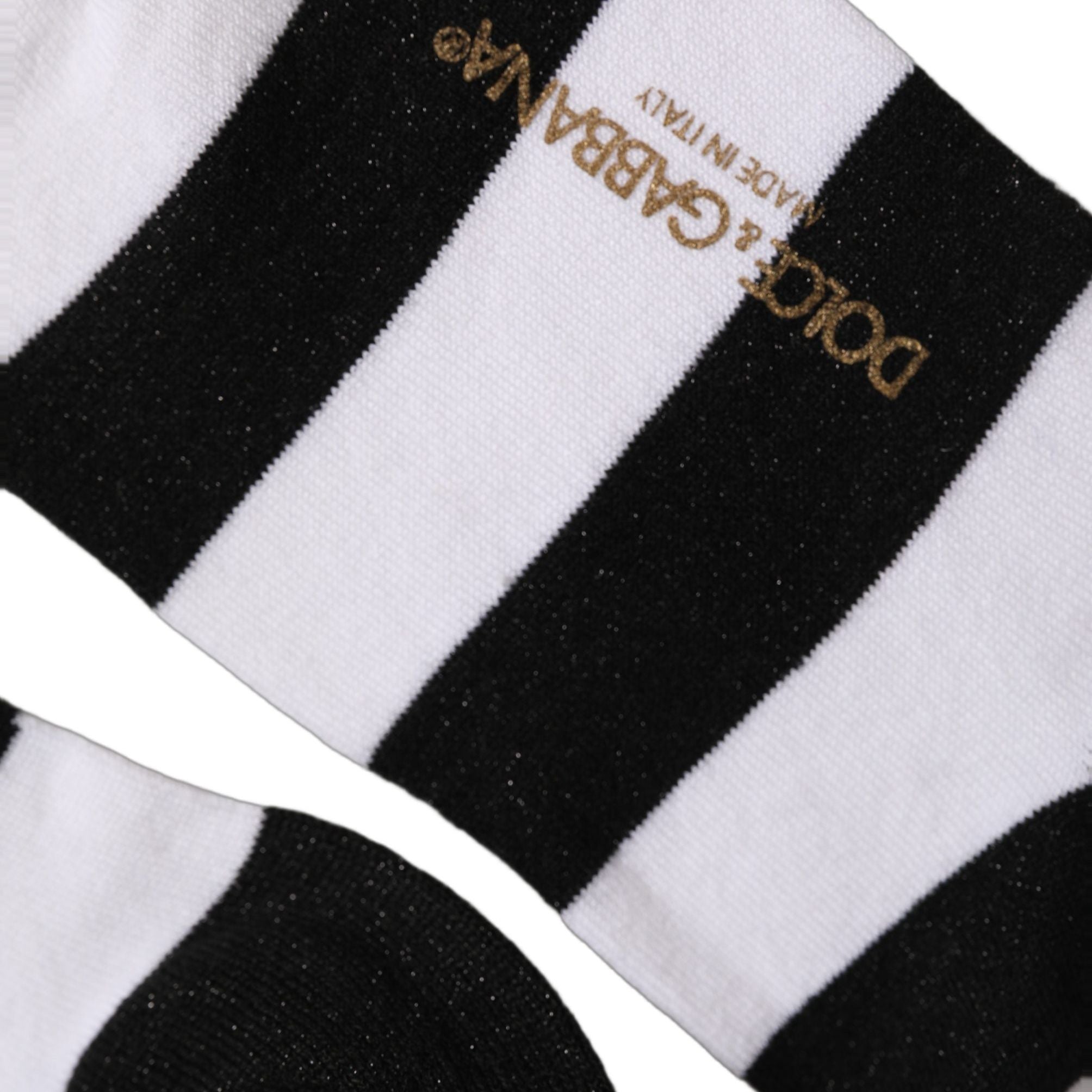 Dolce & Gabbana Black White Stripes Mid Calf Accessory Socks