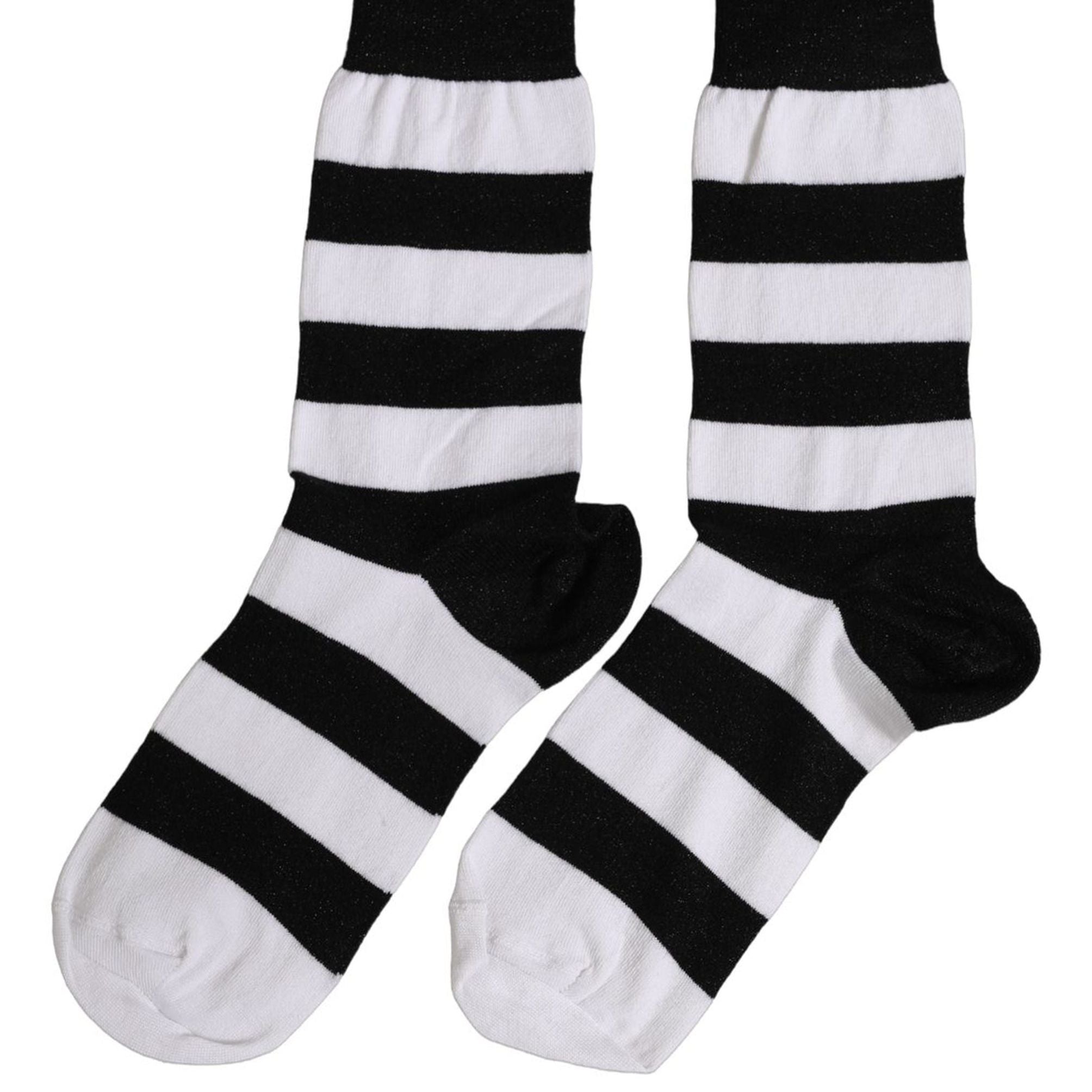 Dolce & Gabbana Black White Stripes Mid Calf Accessory Socks