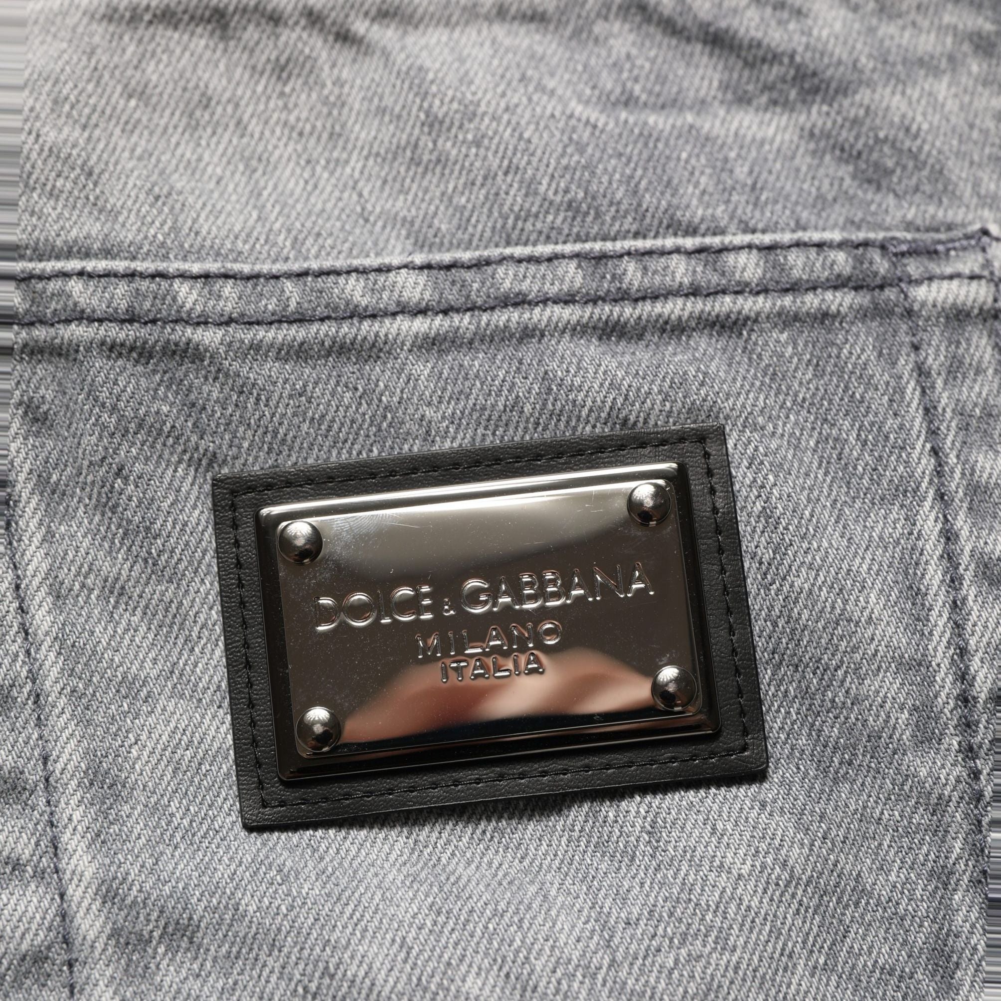 Dolce & Gabbana Grey Distressed Straight Leg Men Denim Jeans