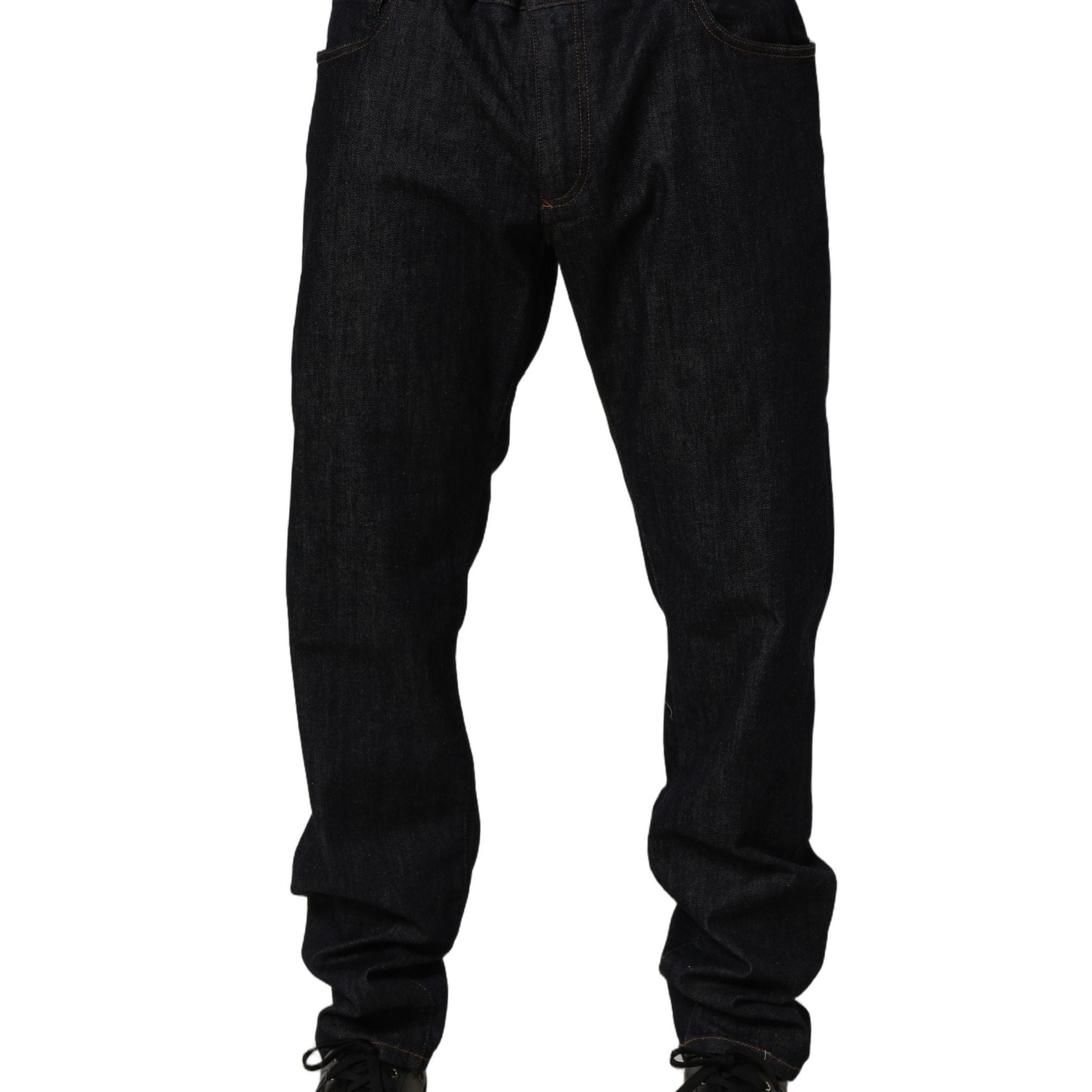 Dolce & Gabbana Dark Gray Cotton Slim Fit Men Denim Jeans