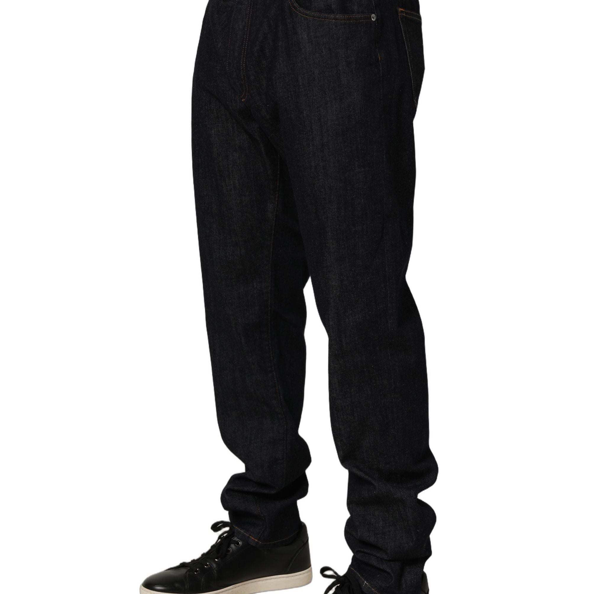 Dolce & Gabbana Dark Gray Cotton Slim Fit Men Denim Jeans