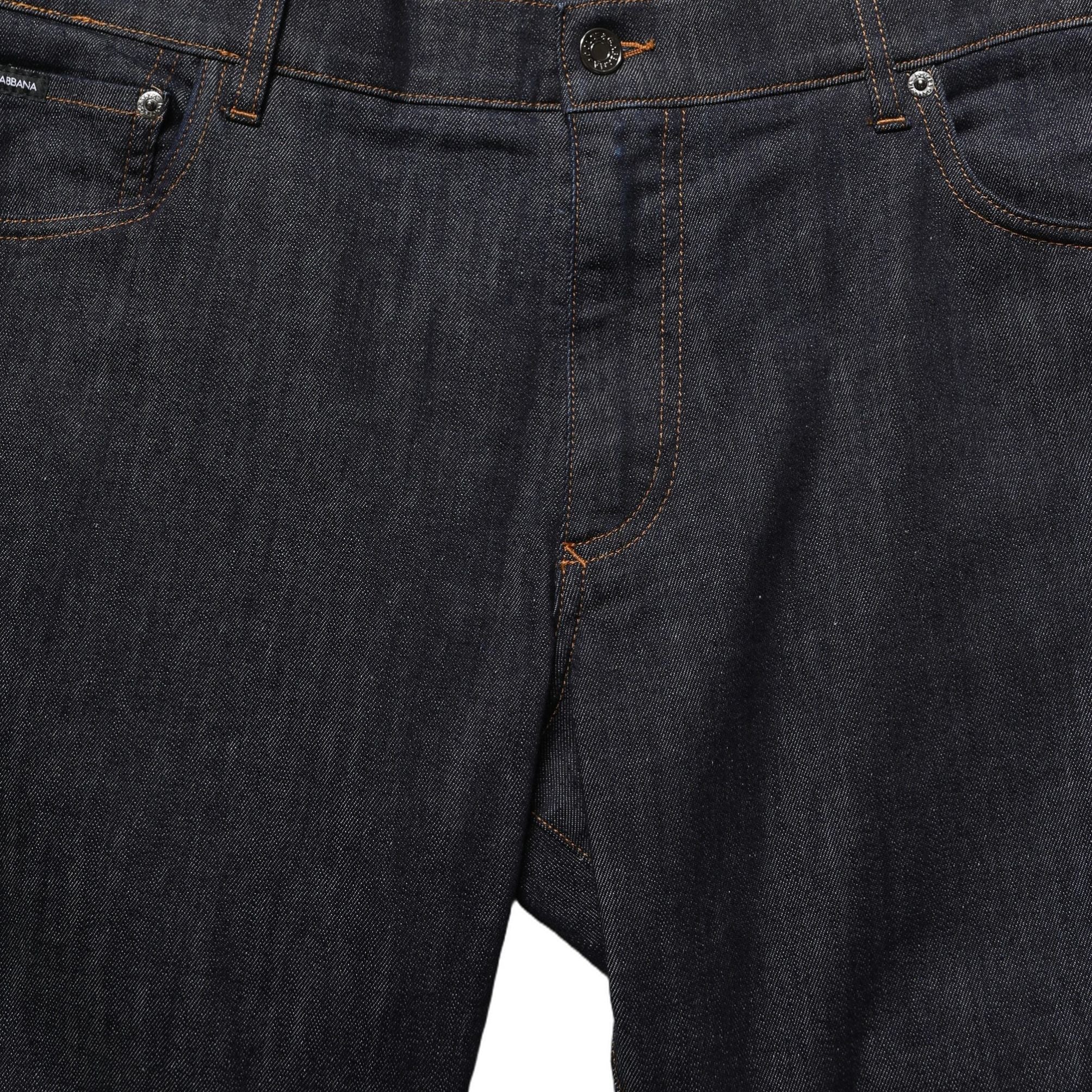 Dolce & Gabbana Dark Gray Cotton Slim Fit Men Denim Jeans