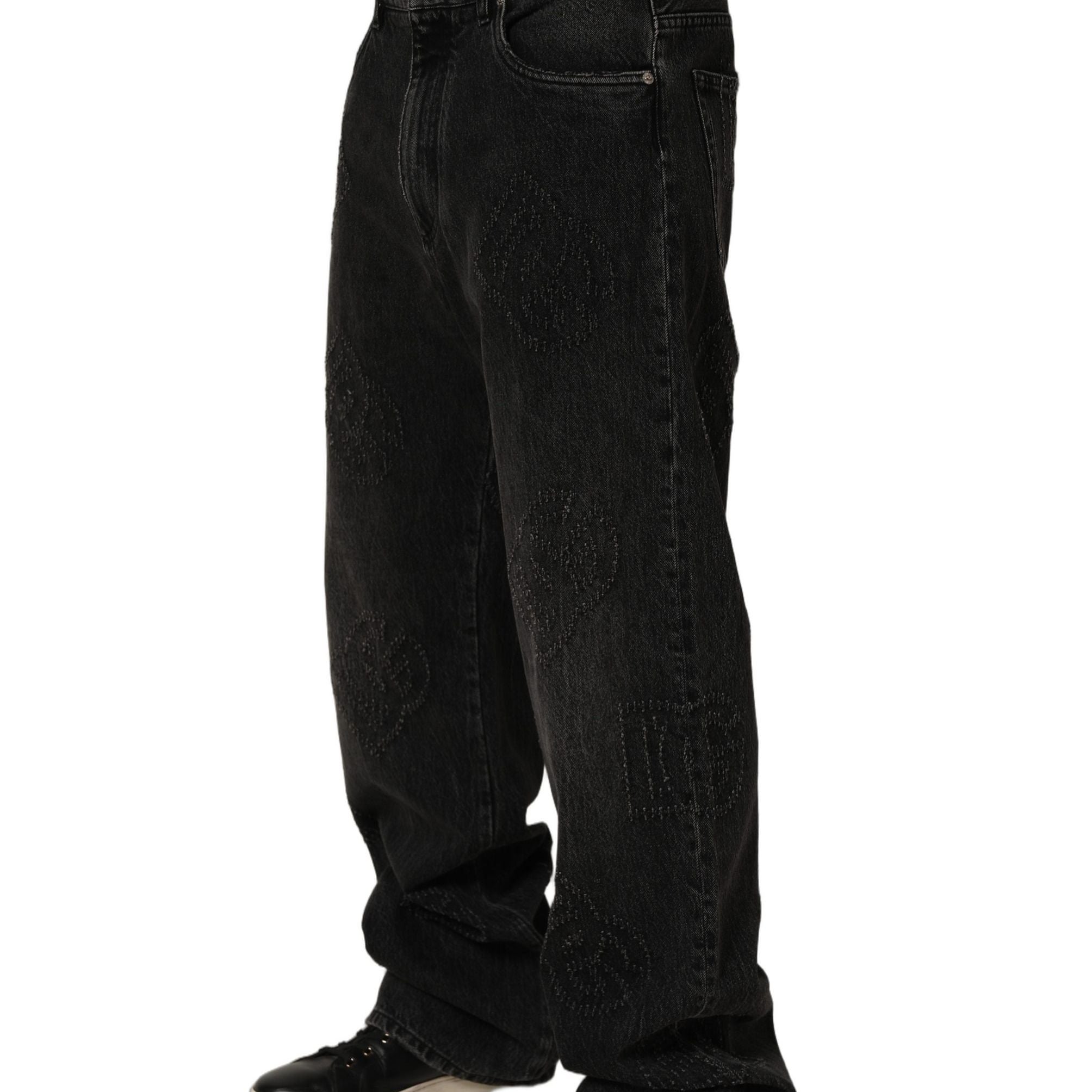 Dolce & Gabbana Dark Gray Cotton WideLeg Oversize Denim Jeans