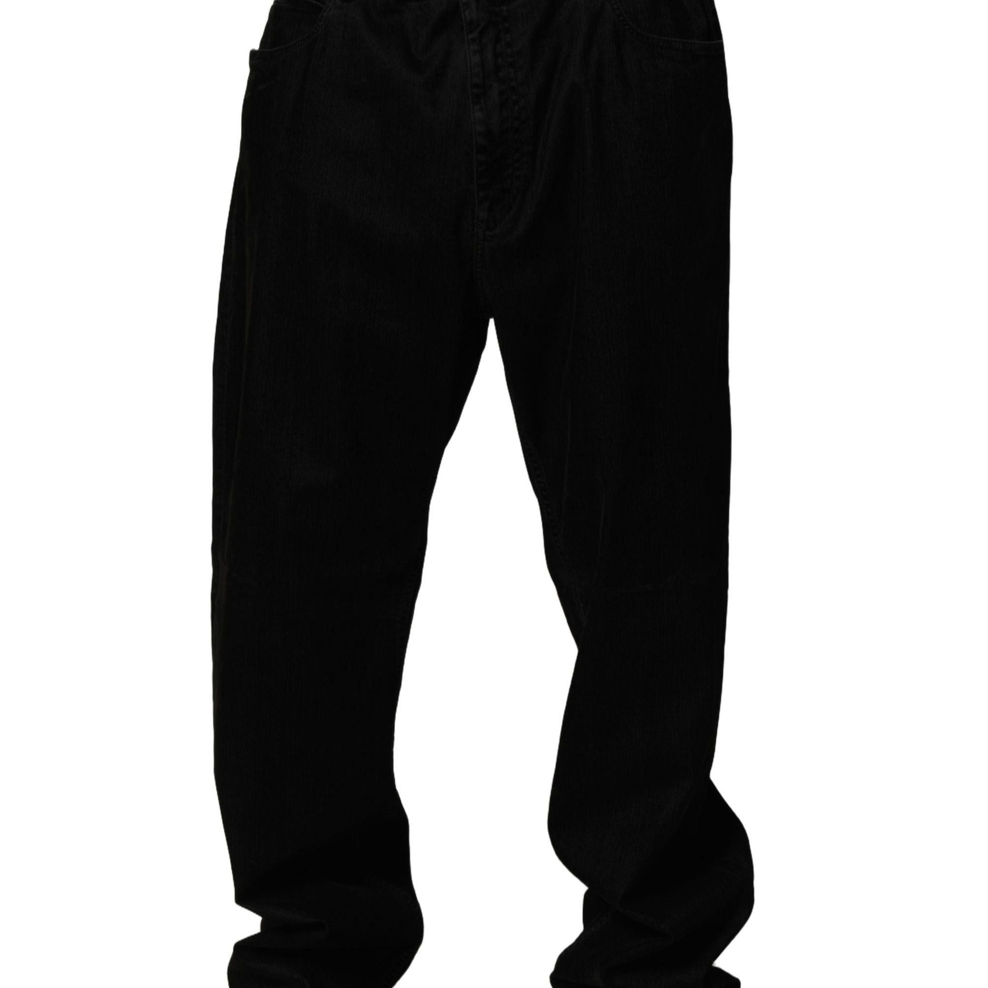 Dolce & Gabbana Black Cotton Relaxed Wide Leg Men Denim Jeans