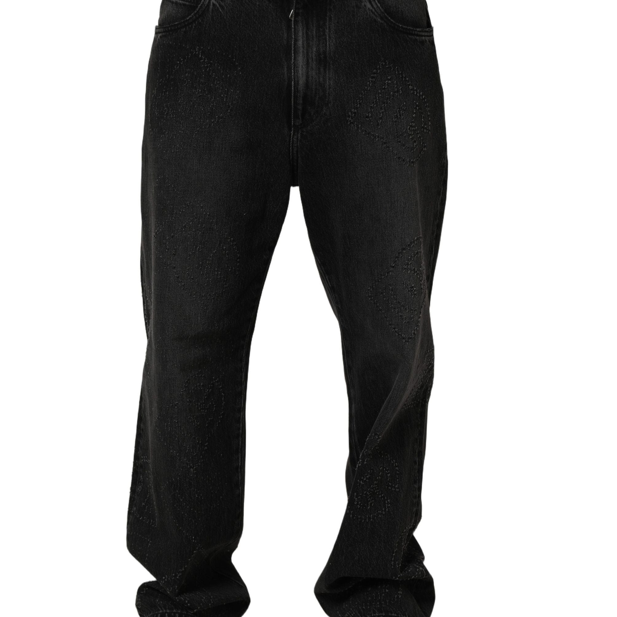 Dolce & Gabbana Dark Gray Cotton WideLeg Oversize Denim Jeans