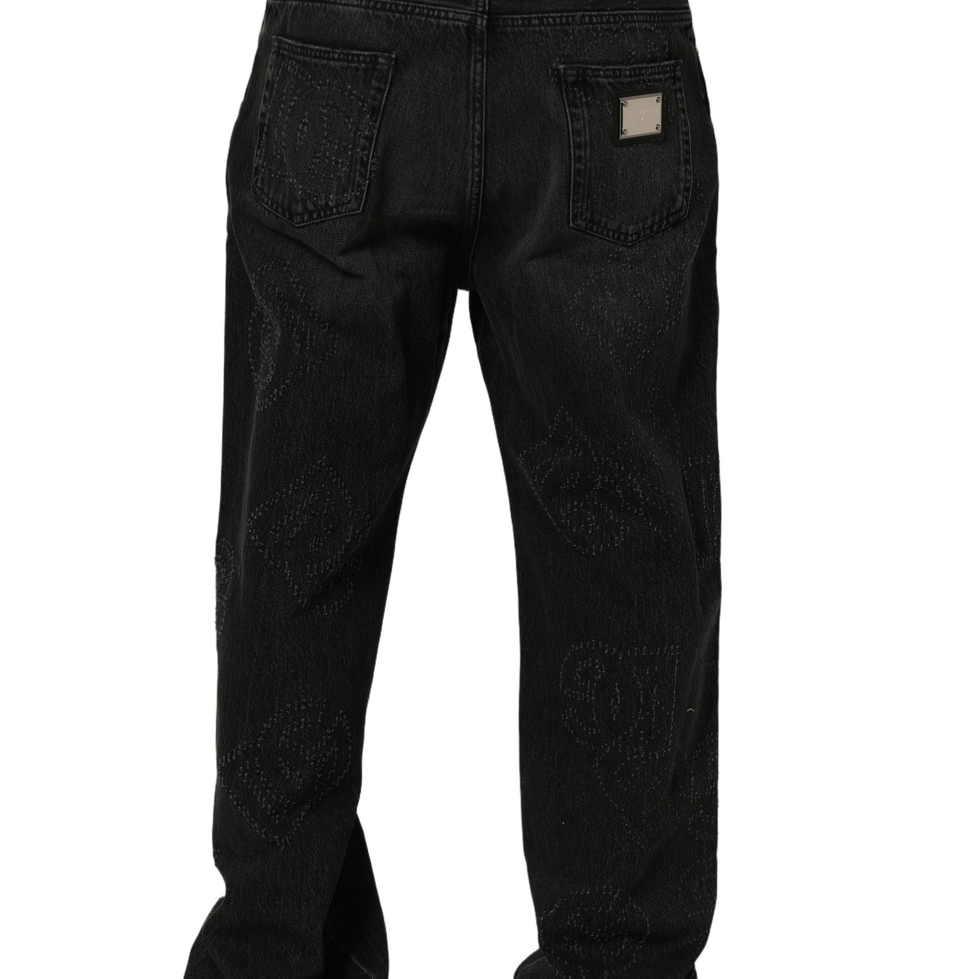 Dolce & Gabbana Dark Gray Cotton WideLeg Oversize Denim Jeans