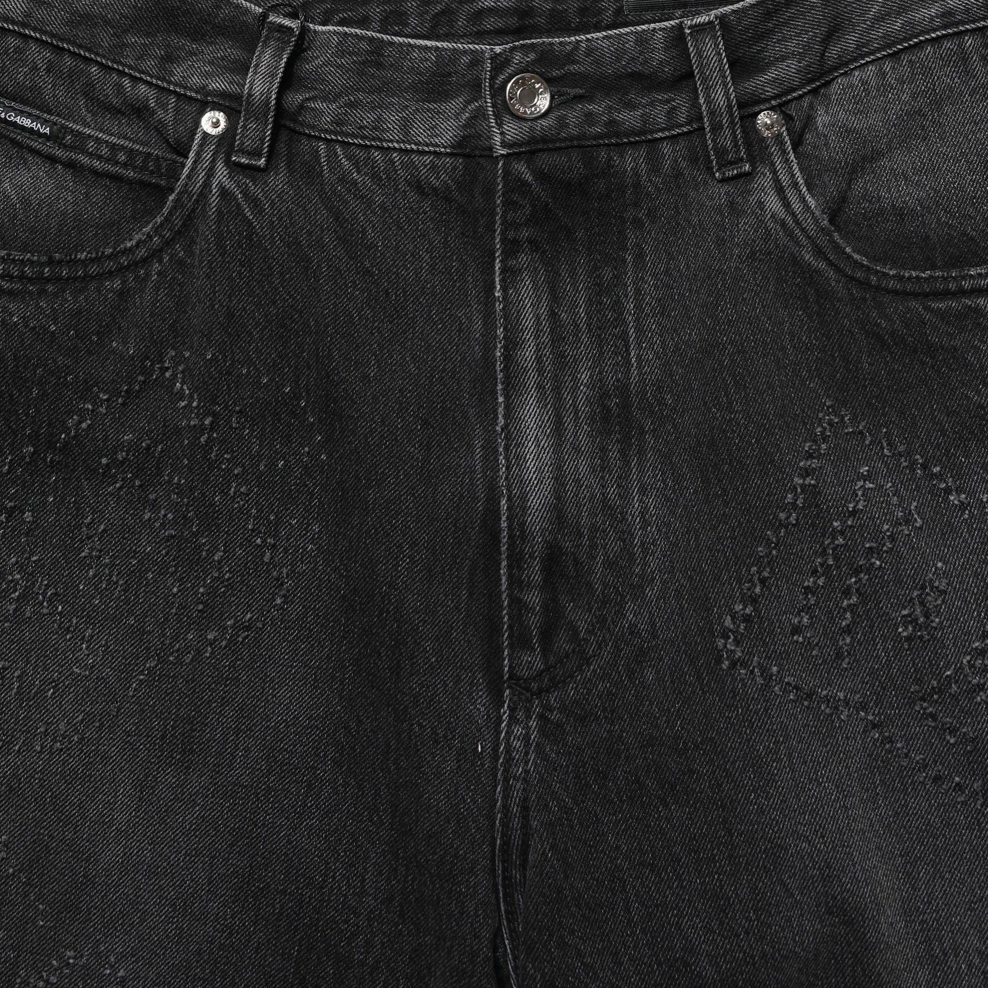 Dolce & Gabbana Dark Gray Cotton WideLeg Oversize Denim Jeans