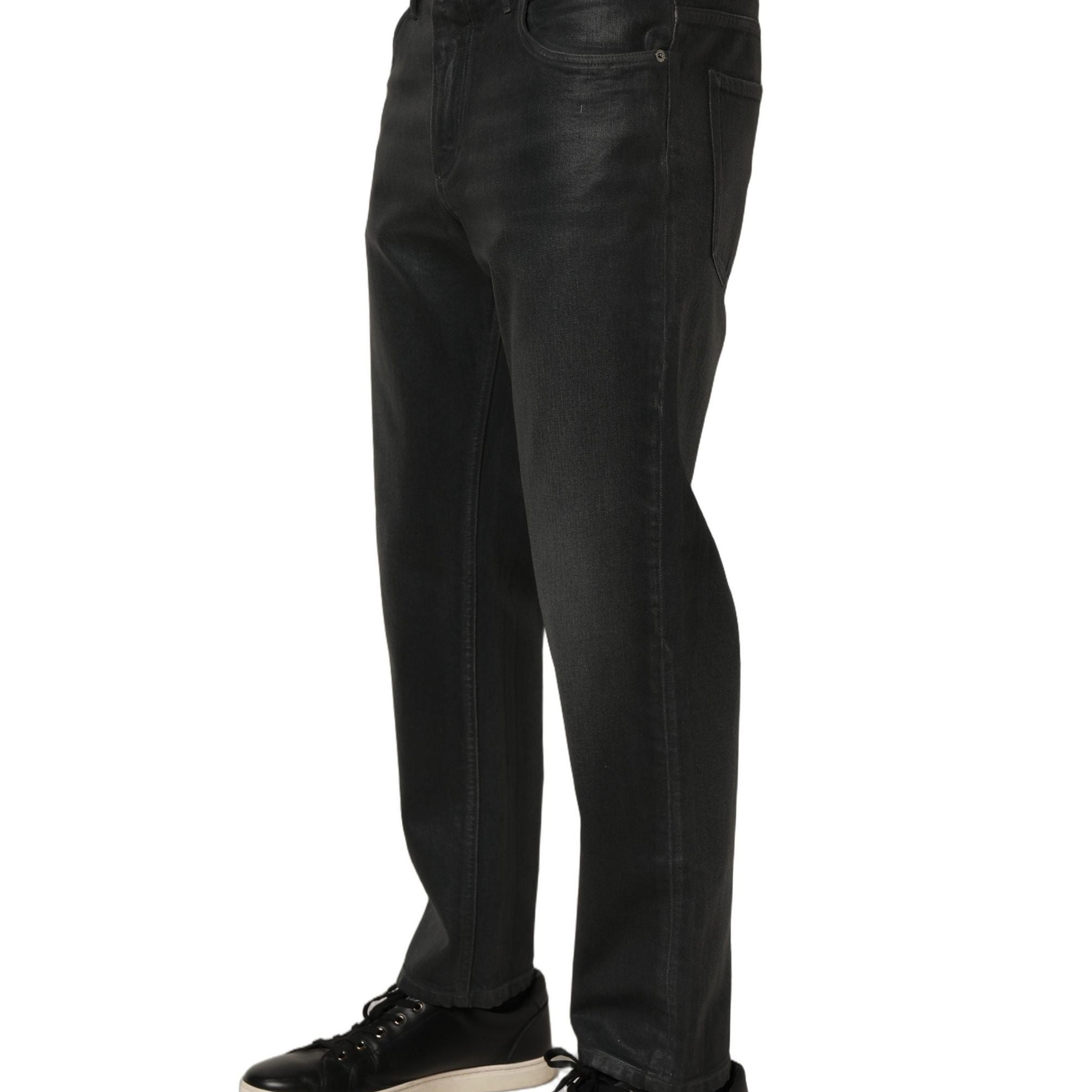 Dolce & Gabbana Dark Gray Cotton Loose Fit Men Denim Jeans