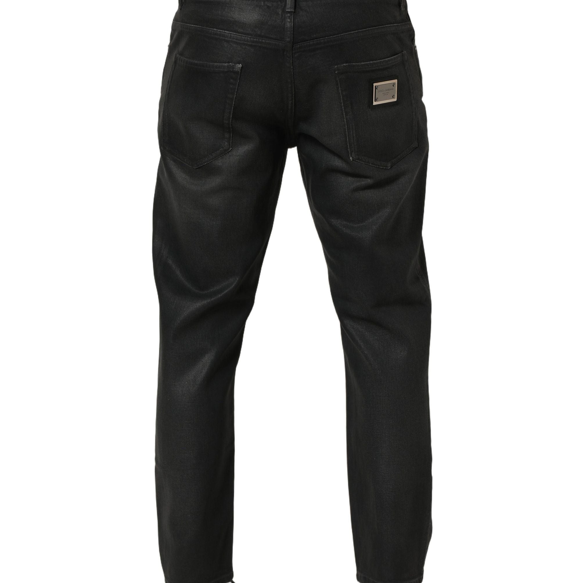 Dolce & Gabbana Dark Gray Cotton Loose Fit Men Denim Jeans