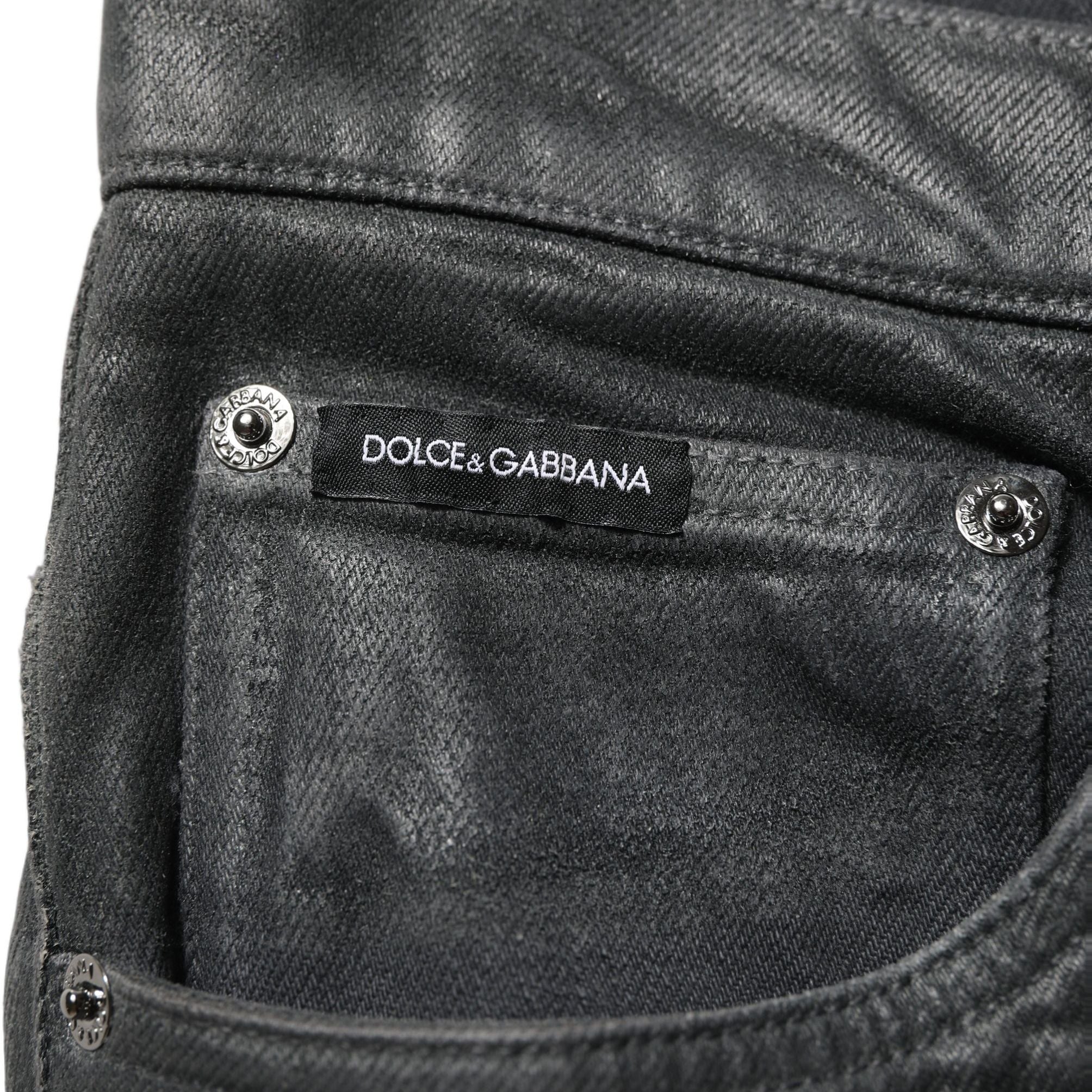 Dolce & Gabbana Dark Gray Cotton Loose Fit Men Denim Jeans