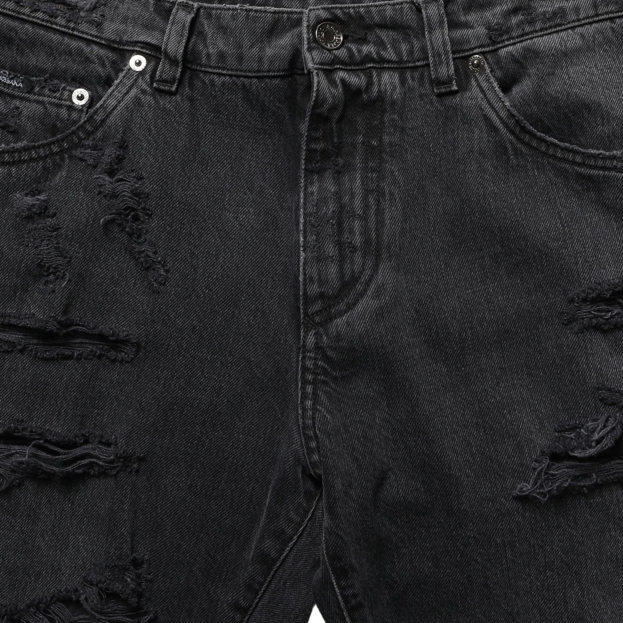 Dolce & Gabbana Dark Gray Cotton Ripped Men Denim Jeans
