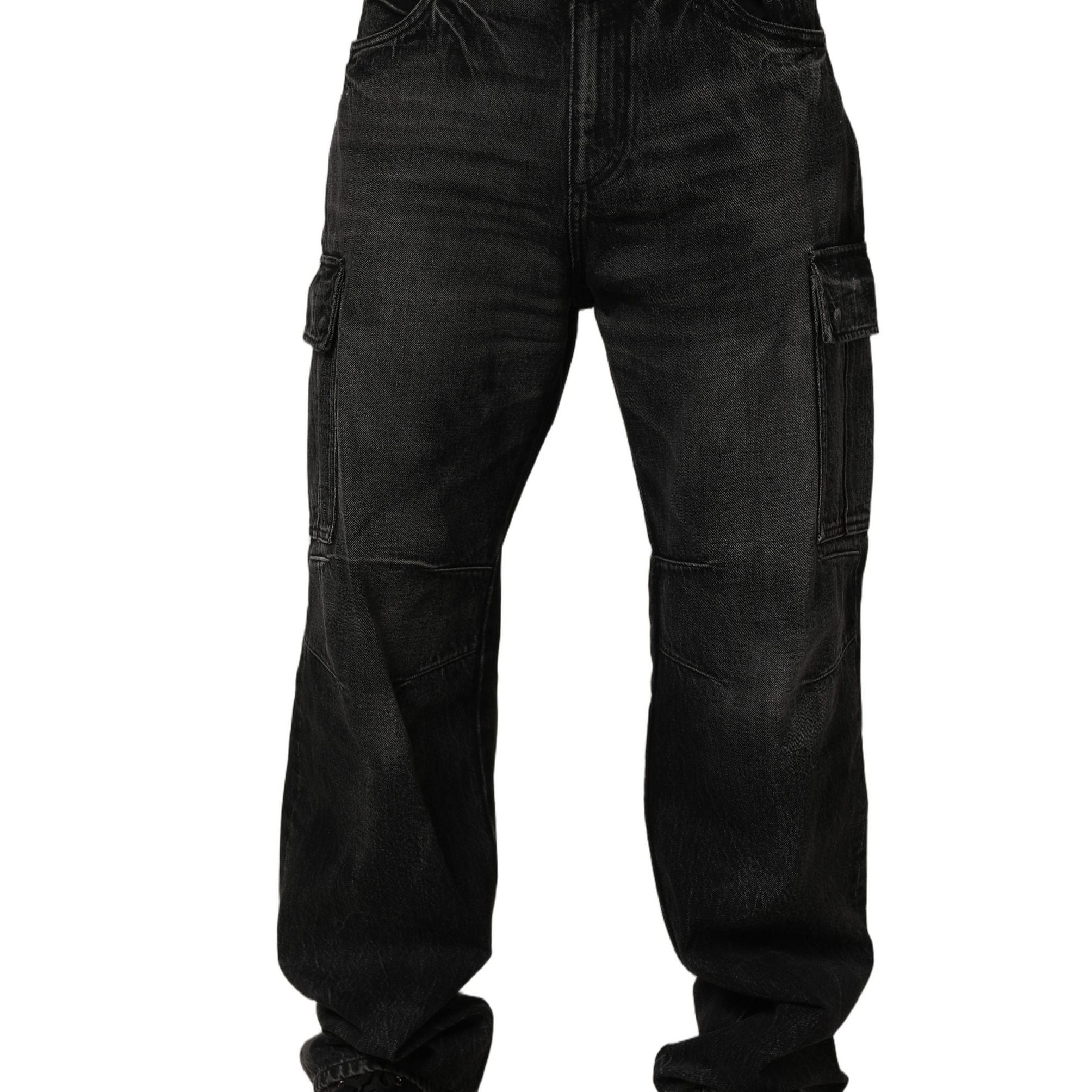 Dolce & Gabbana Dark Gray Cotton Baggy Cargo Men Denim Jeans