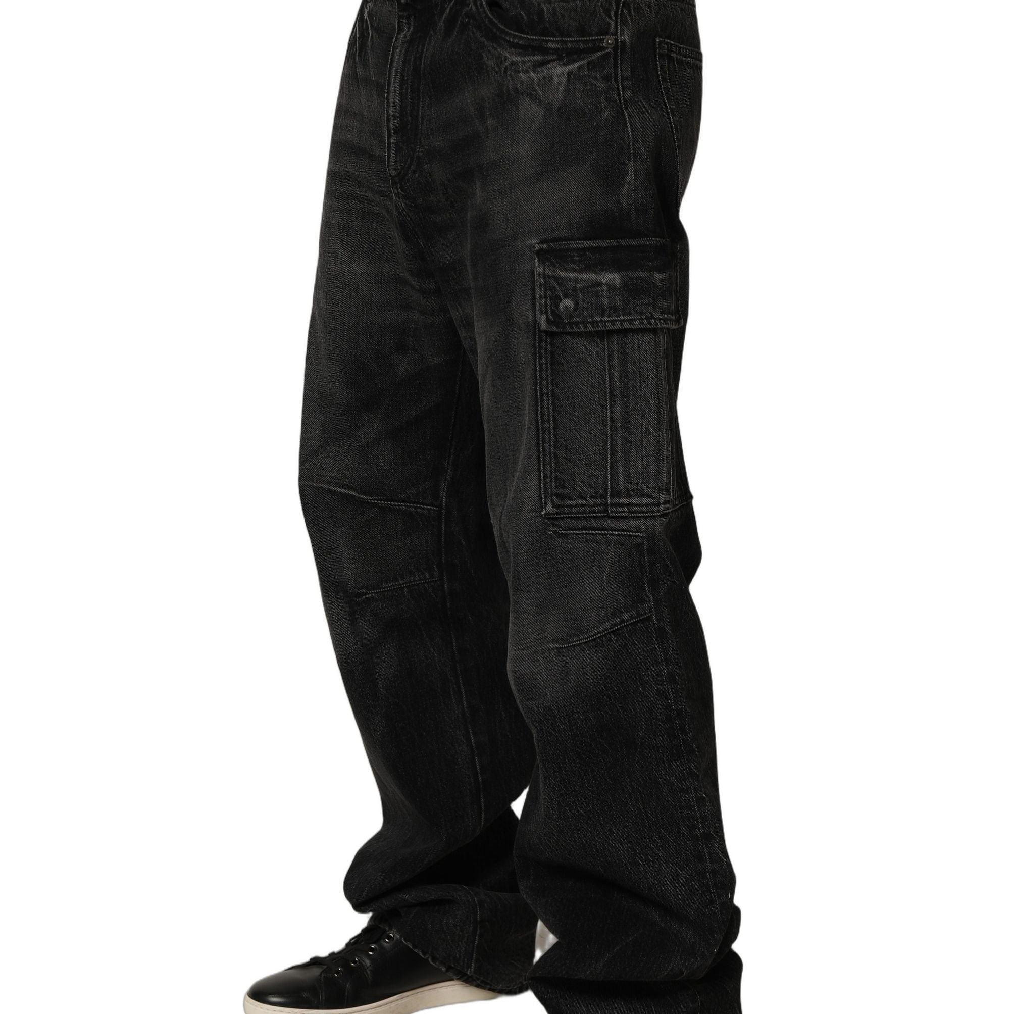 Dolce & Gabbana Dark Gray Cotton Baggy Cargo Men Denim Jeans