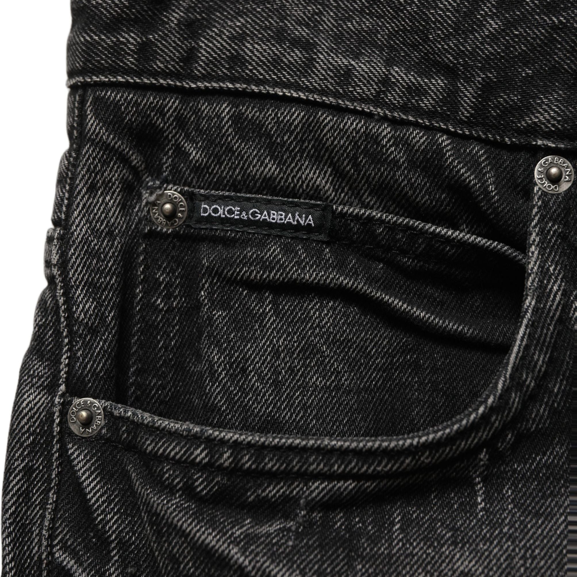 Dolce & Gabbana Dark Gray Cotton Baggy Cargo Men Denim Jeans
