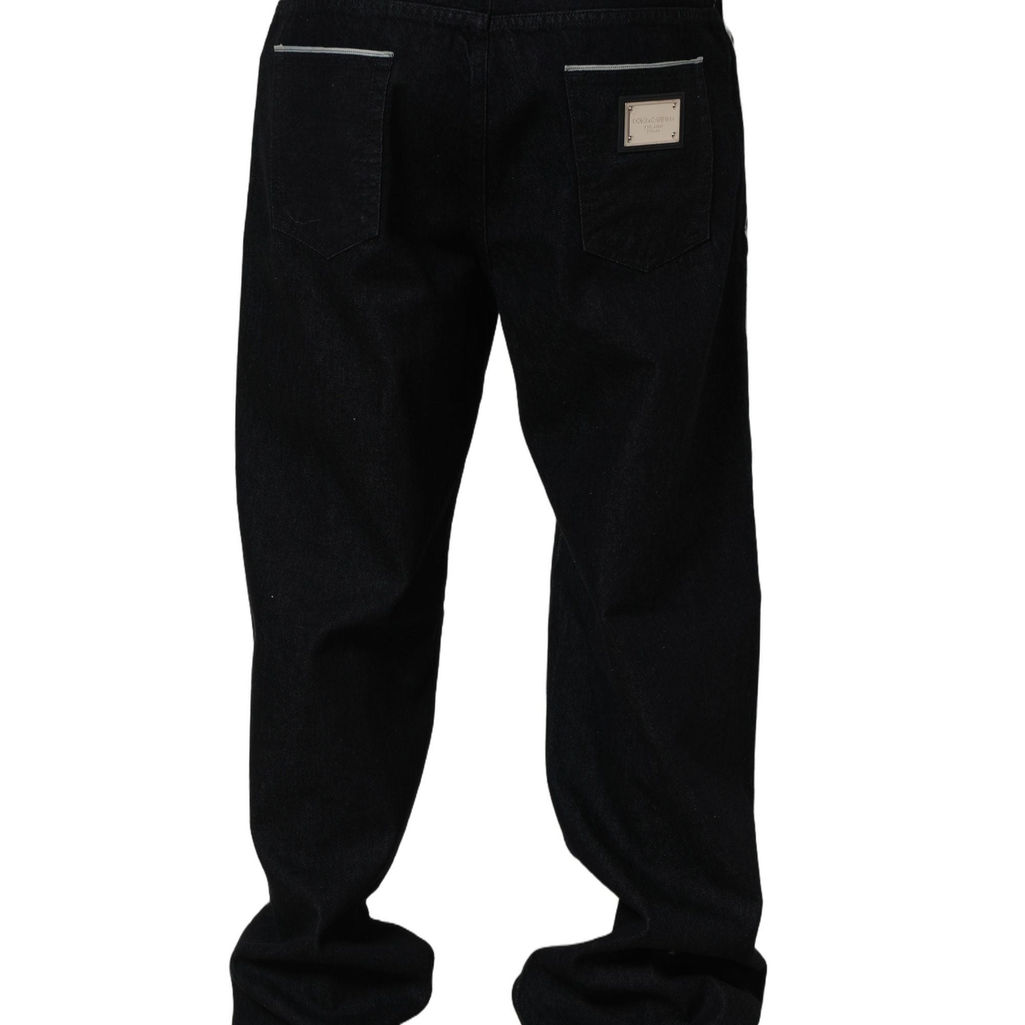 Dolce & Gabbana Black Cotton Stretch Straight Men Denim Jeans